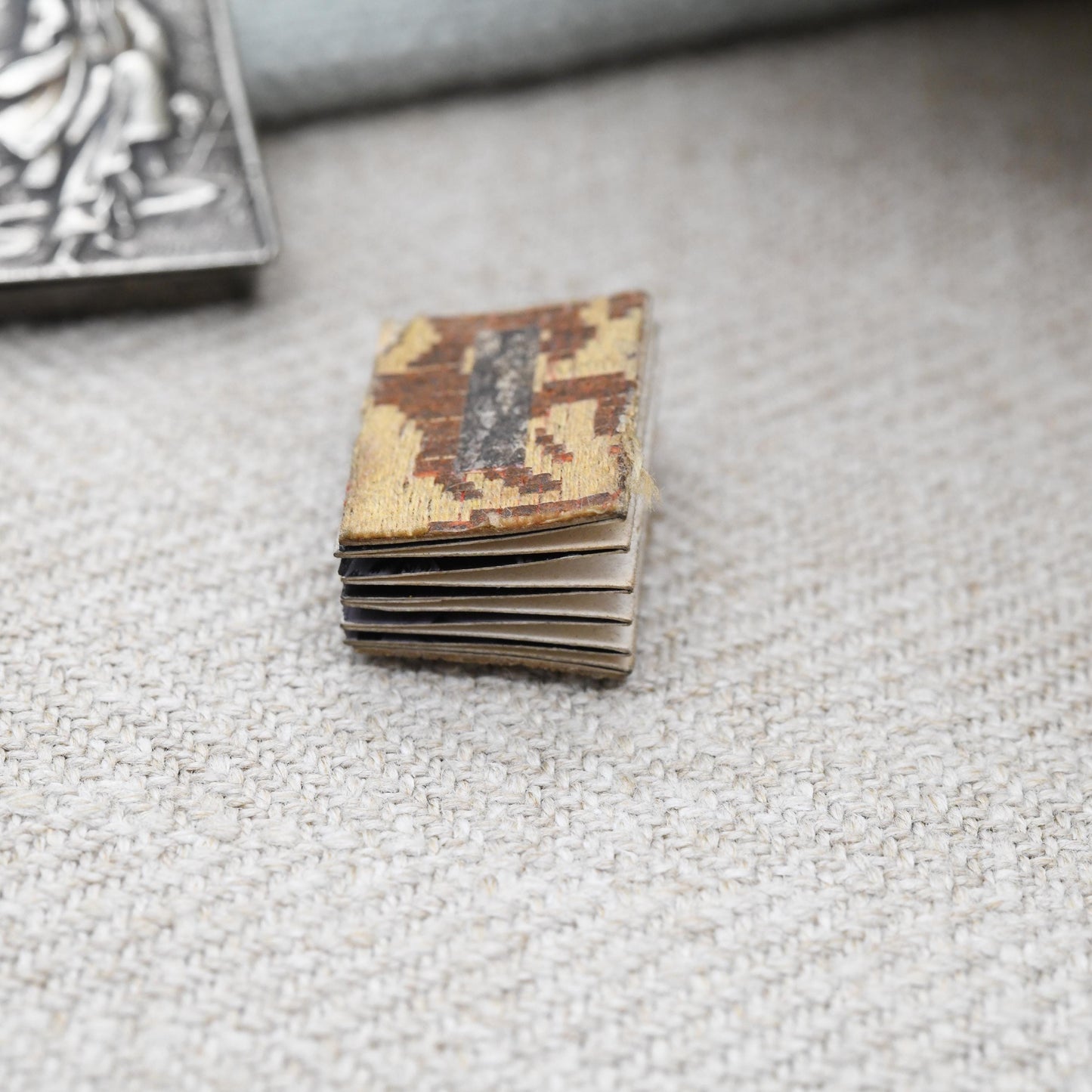 Antique Meiji Japanese Geisha Girl Locket Pendant with Miniature Photo Album Inside - Opening Book Charm with Kimono Girls Early Photographs