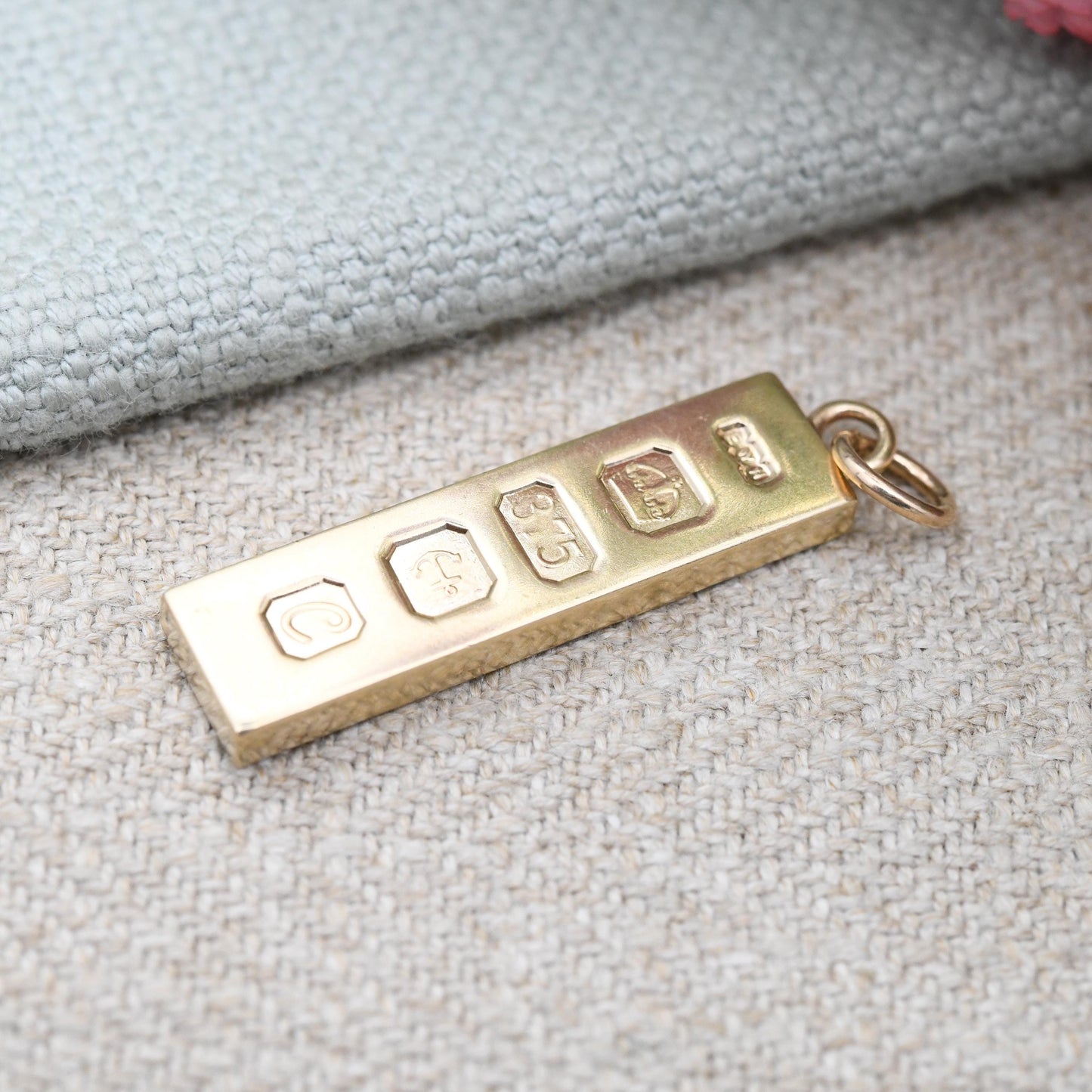 Vintage 9ct Gold Ingot Pendant 1977 by Eric Wallace Nicholls EWN Birmingham Hallmark - Solid Gold Unisex Jewellery Yellow Gold Gift for Him