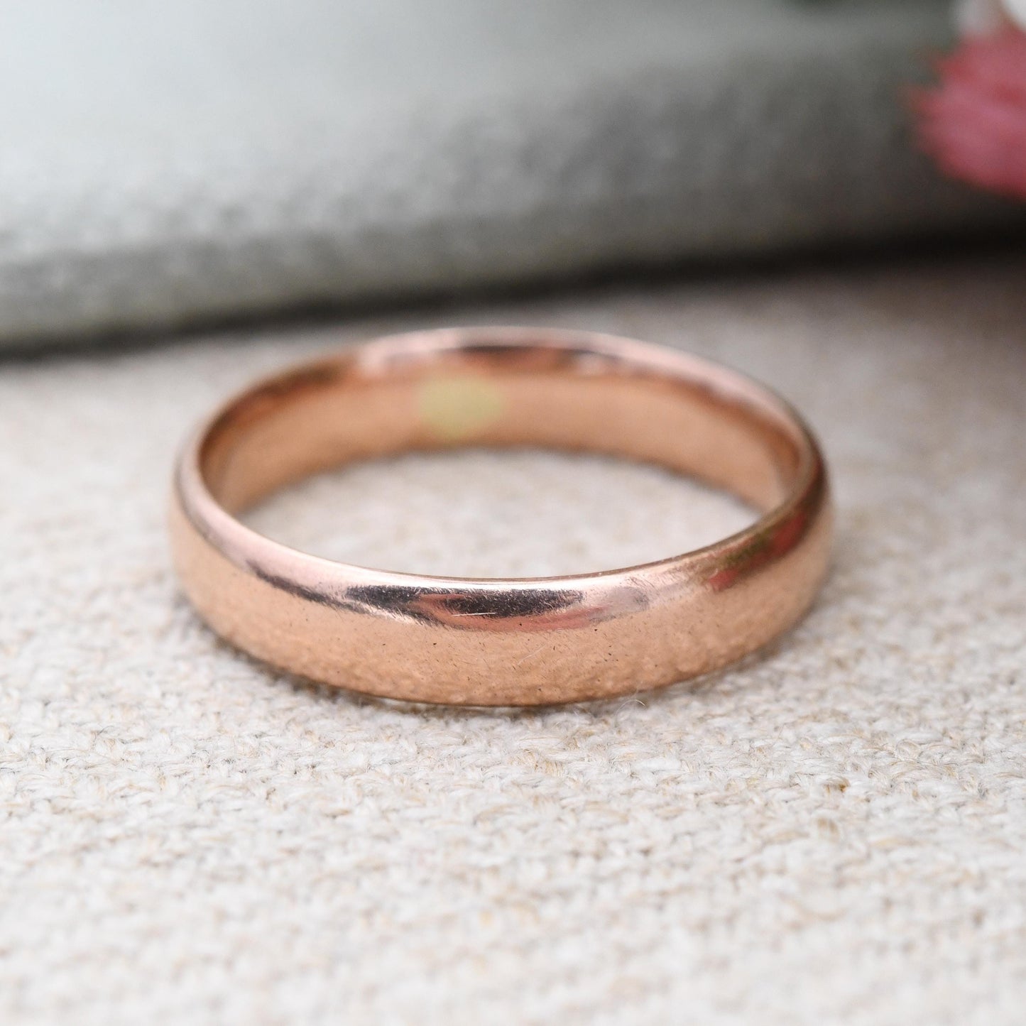 Vintage 9ct Rose Gold Wedding Band Ring 1930 - Solid Gold Stacking Ring | Unisex Everyday Gold Jewellery | UK Size - O 1/2 | US Size - 7 1/2