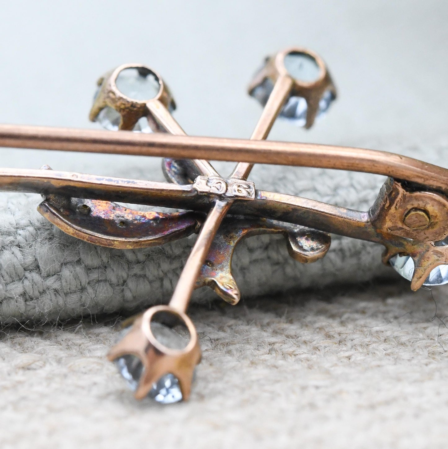 Antique 9ct Gold Southern Cross Constellation Brooch with Seed Pearls and Blue Stones c. 1900 - Crux Star Shape Edwardian Australia Souvenir