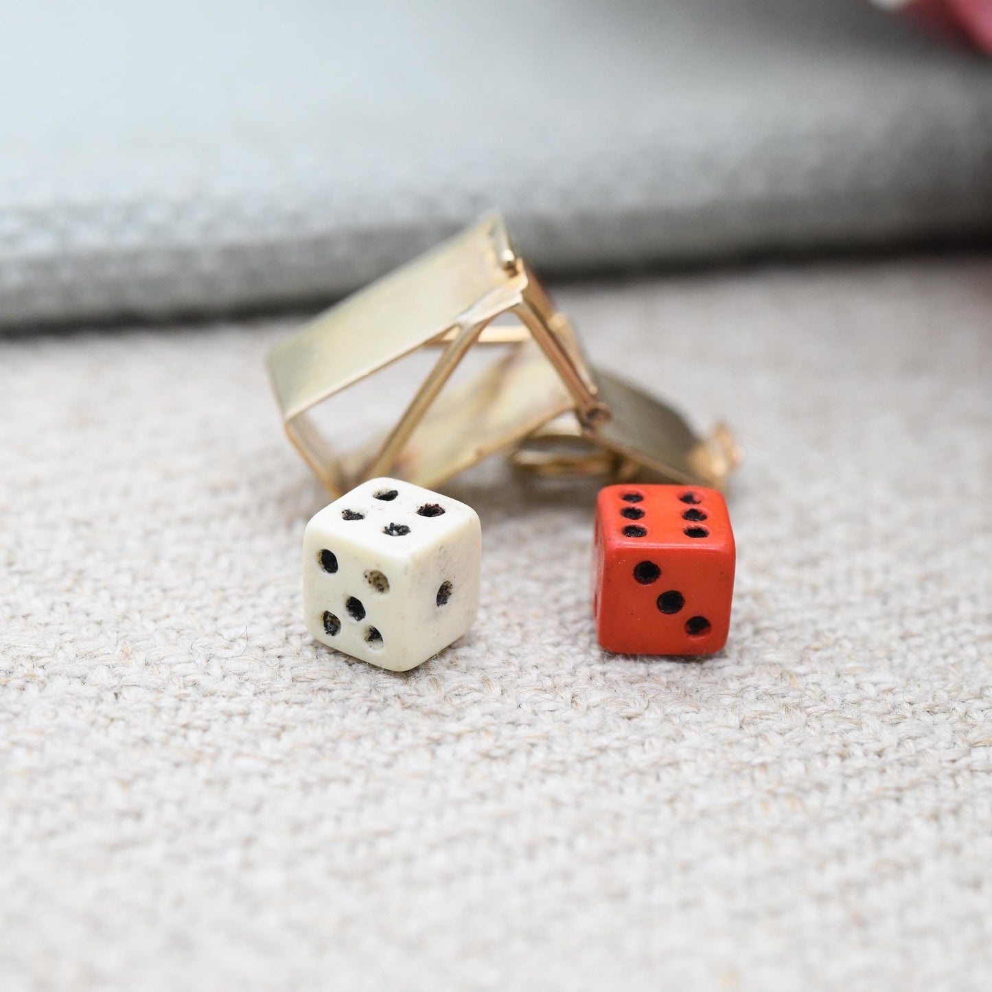 Vintage 9ct Gold Caged Dice Charm Pendant 1964 - Opening Lucky Dice | Die Pair Red and White | Gift for Charm Collection | Good Luck Charm