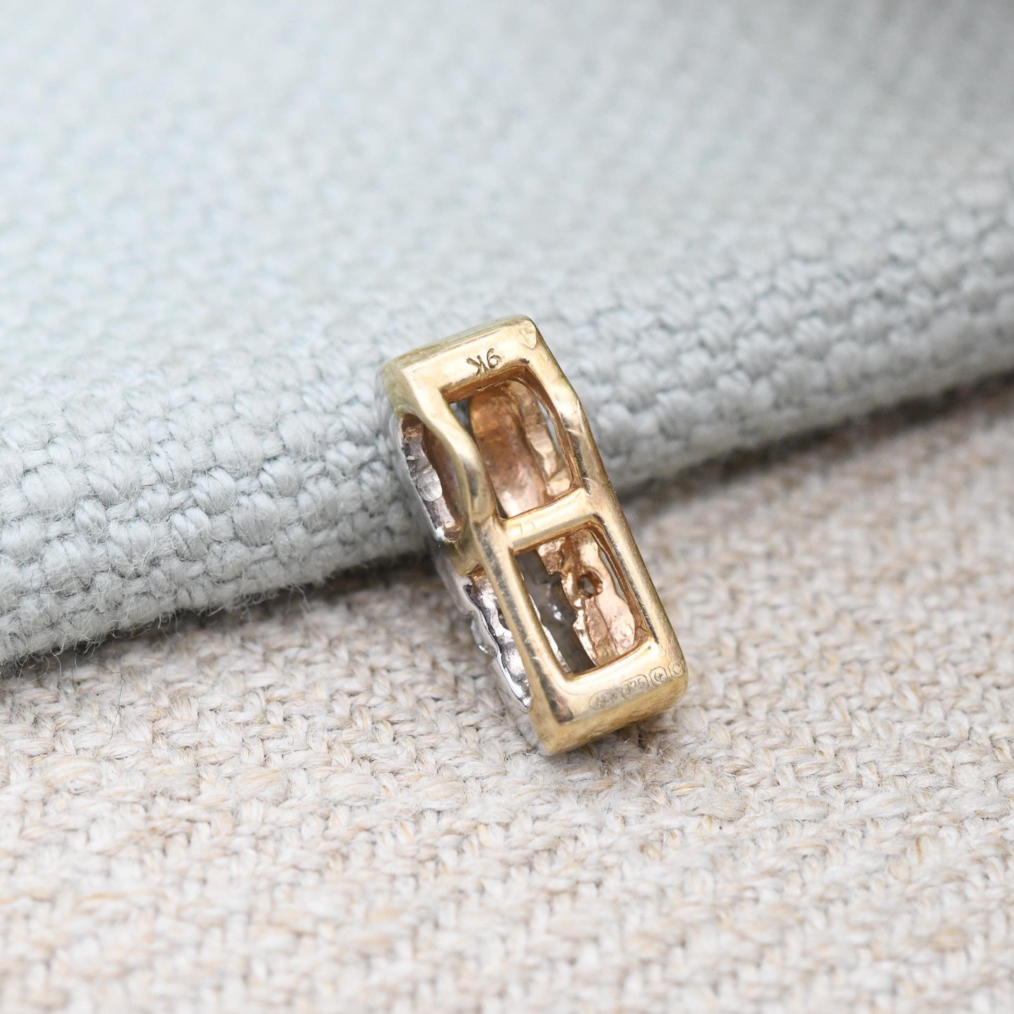 Two Tone 9ct Gold Diamond Pendant 2002 White Gold and Yellow Gold - Solid Gold Minimalist Gift for Her | Double Bar Pendant Charm | Tension