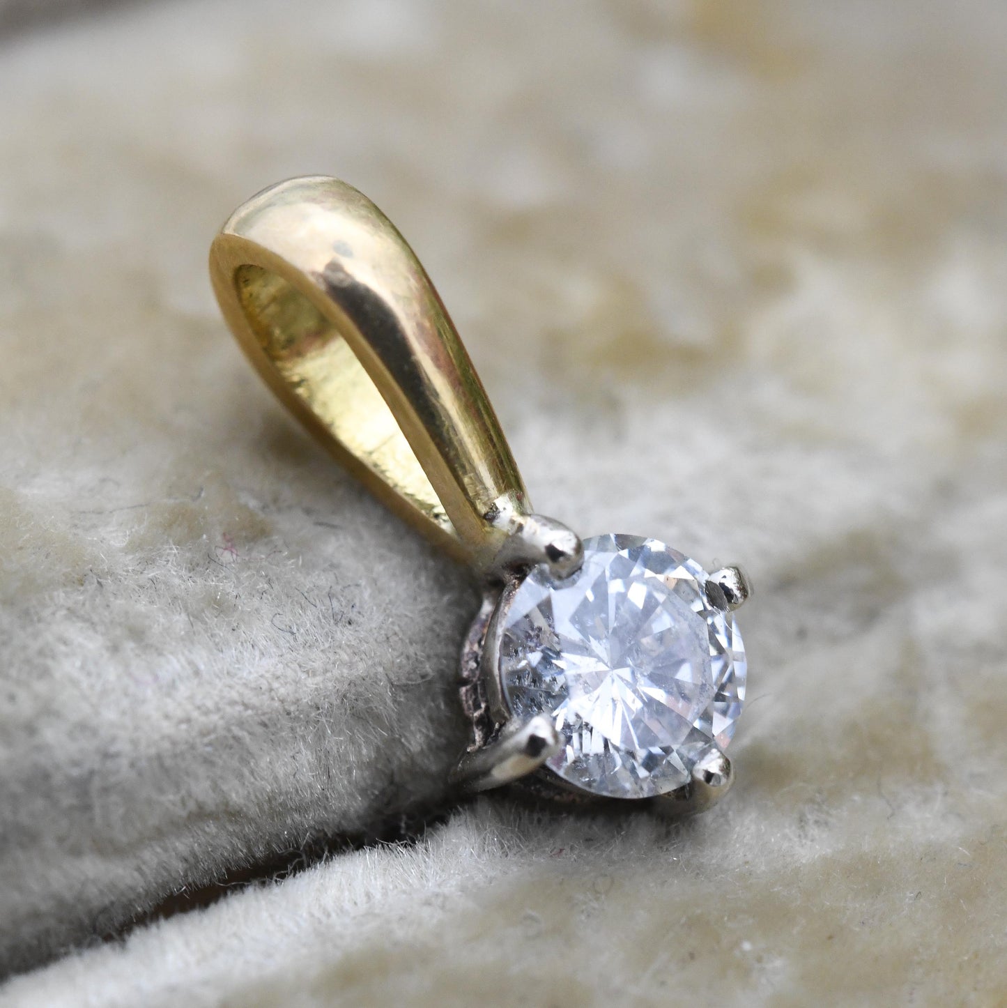 18ct Gold 0.50 Carat Diamond Pendant 1995 - UK Hallmarks Large Solitaire 1/2 Carat Necklace Stack Trace Chain Minimal Single Gemstone Charm