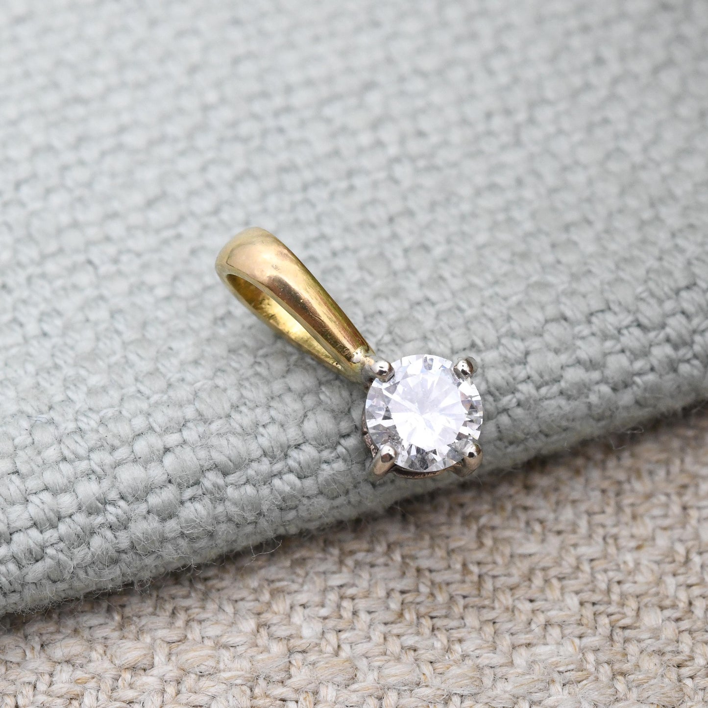 18ct Gold 0.50 Carat Diamond Pendant 1995 - UK Hallmarks Large Solitaire 1/2 Carat Necklace Stack Trace Chain Minimal Single Gemstone Charm