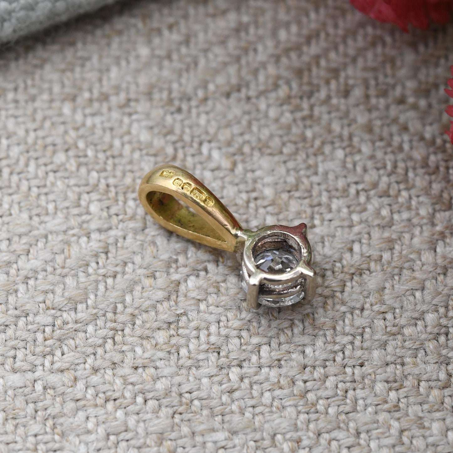 18ct Gold 0.50 Carat Diamond Pendant 1995 - UK Hallmarks Large Solitaire 1/2 Carat Necklace Stack Trace Chain Minimal Single Gemstone Charm