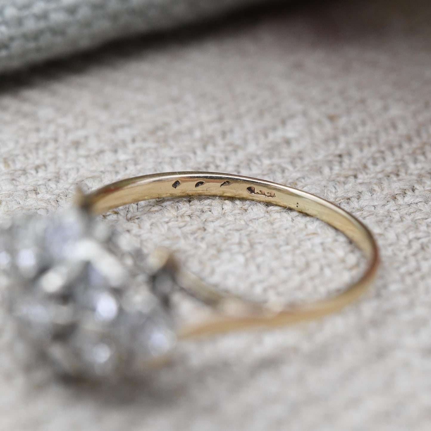 Vintage 1ct Diamond Cluster Ring 9ct Gold 1930s - Antique Engagement Ring Gold Jewellery Gift for Her | Small UK Size - K | US Size - 5 1/4