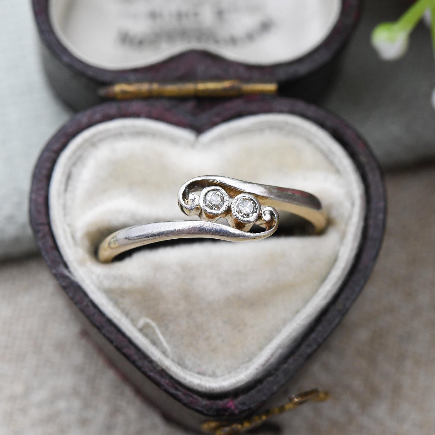 Antique 18ct Gold and Platinum Diamond Toi et Moi Ring by Henry Williams HWLd - 1910s Art Deco Engagement Ring | UK Size - M US Size - 6 1/4