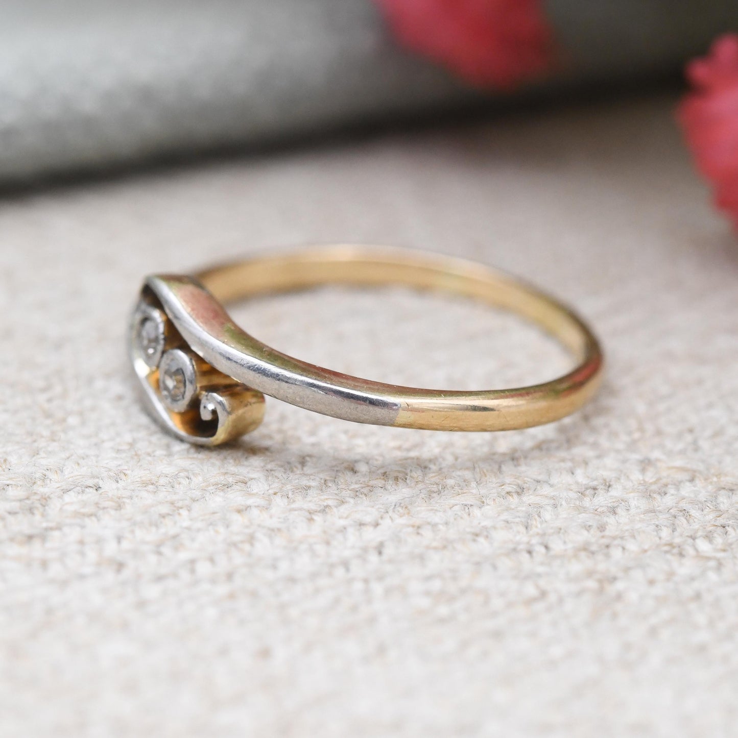 Antique 18ct Gold and Platinum Diamond Toi et Moi Ring by Henry Williams HWLd - 1910s Art Deco Engagement Ring | UK Size - M US Size - 6 1/4