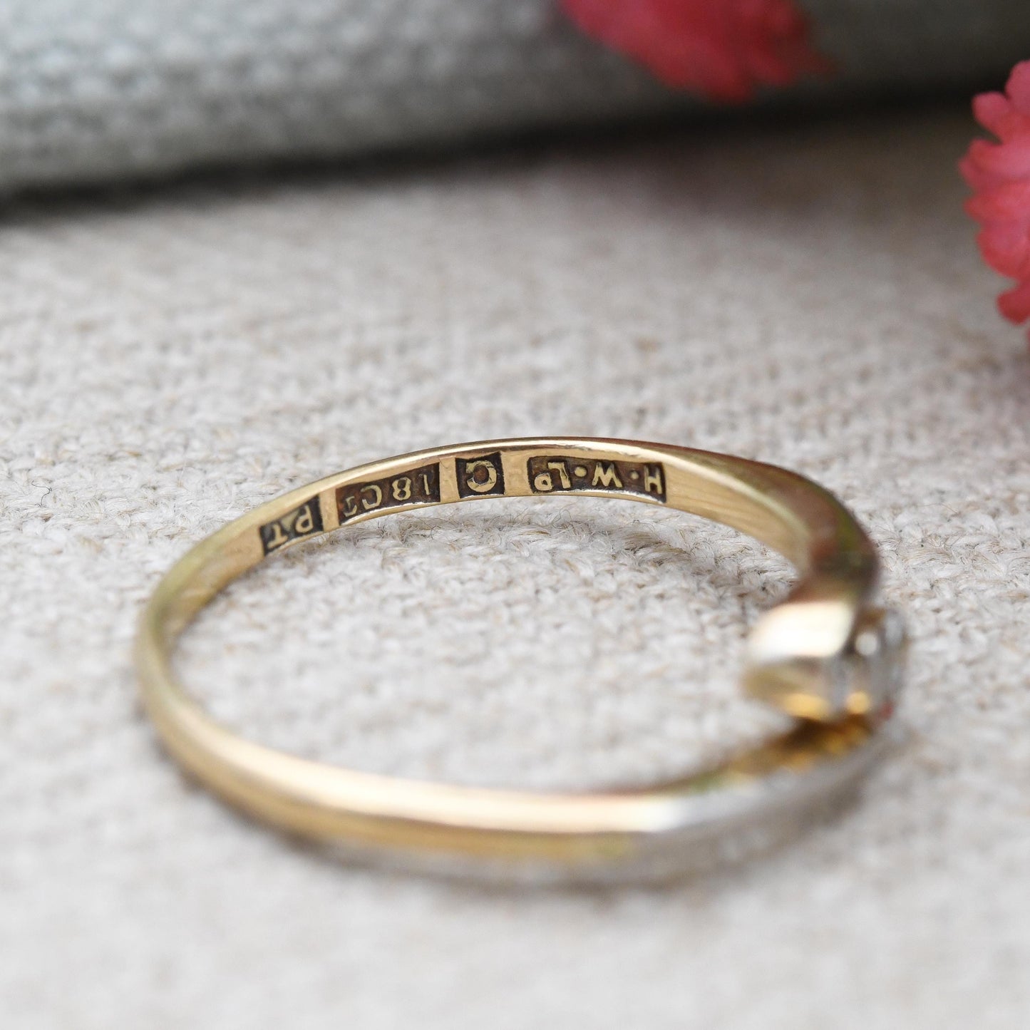 Antique 18ct Gold and Platinum Diamond Toi et Moi Ring by Henry Williams HWLd - 1910s Art Deco Engagement Ring | UK Size - M US Size - 6 1/4
