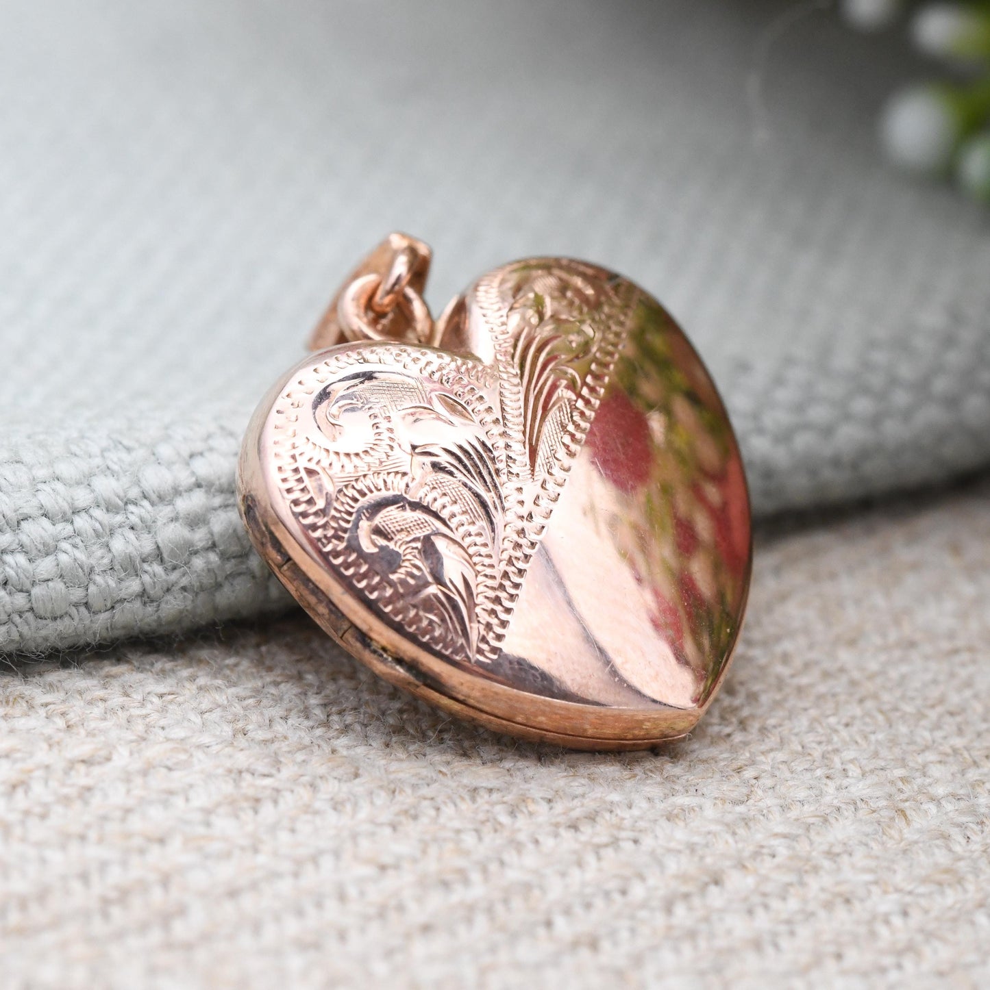 Vintage 9ct Rose Gold Heart Locket Pendant c. 2000s - Love Heart Shape Locket Charm Pendant | Sentimental Jewellery Gift for Her Two Photos