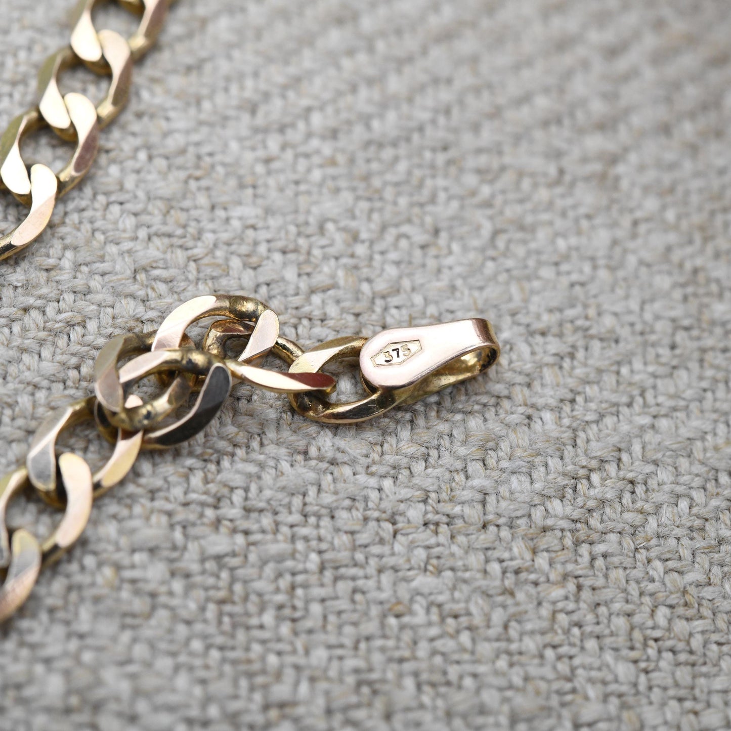 Vintage 9ct Gold Flat Curb Chain Necklace - Unisex 9K Solid Gold Chain | Yellow Gold Everyday Jewellery | 41cm | 16"