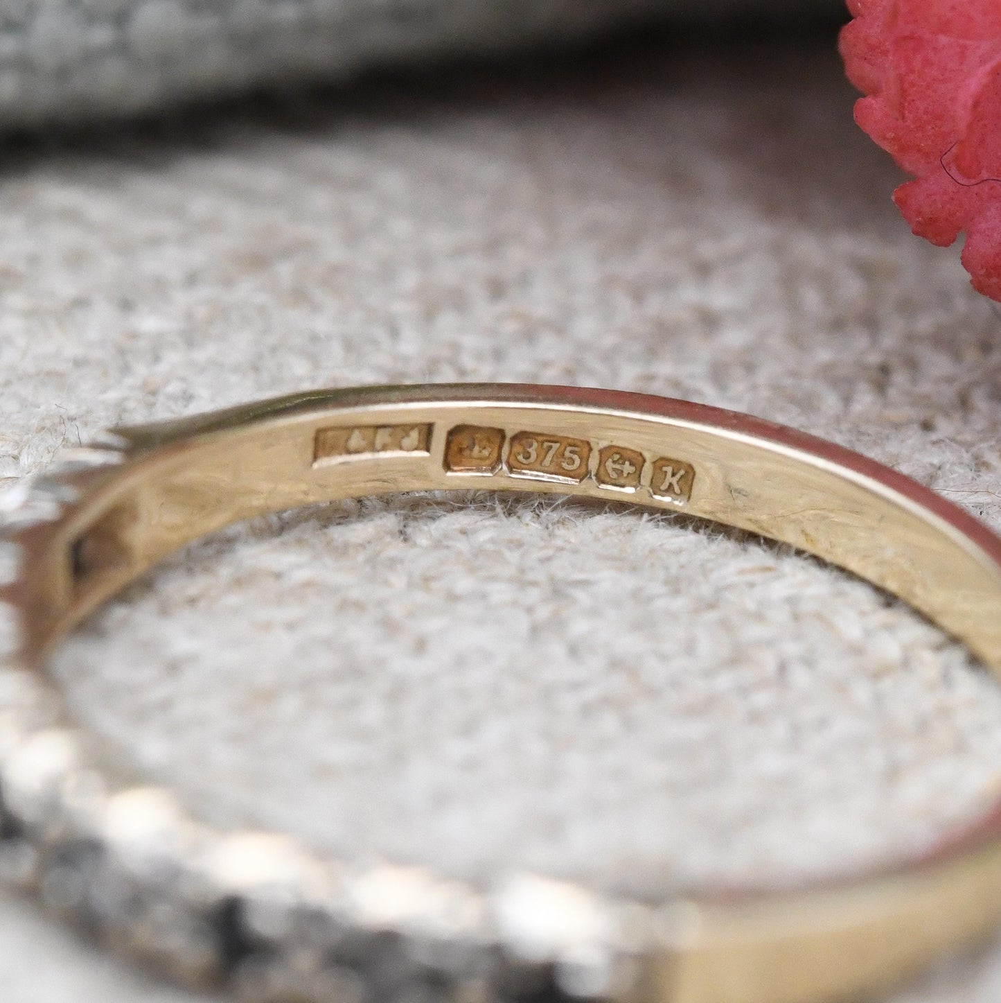 Vintage 9ct Gold Sapphire and CZ Half Eternity Ring 1984 - Alternate Blue White Gem Stacking Ring | UK Size - M | US Size - 6 1/4