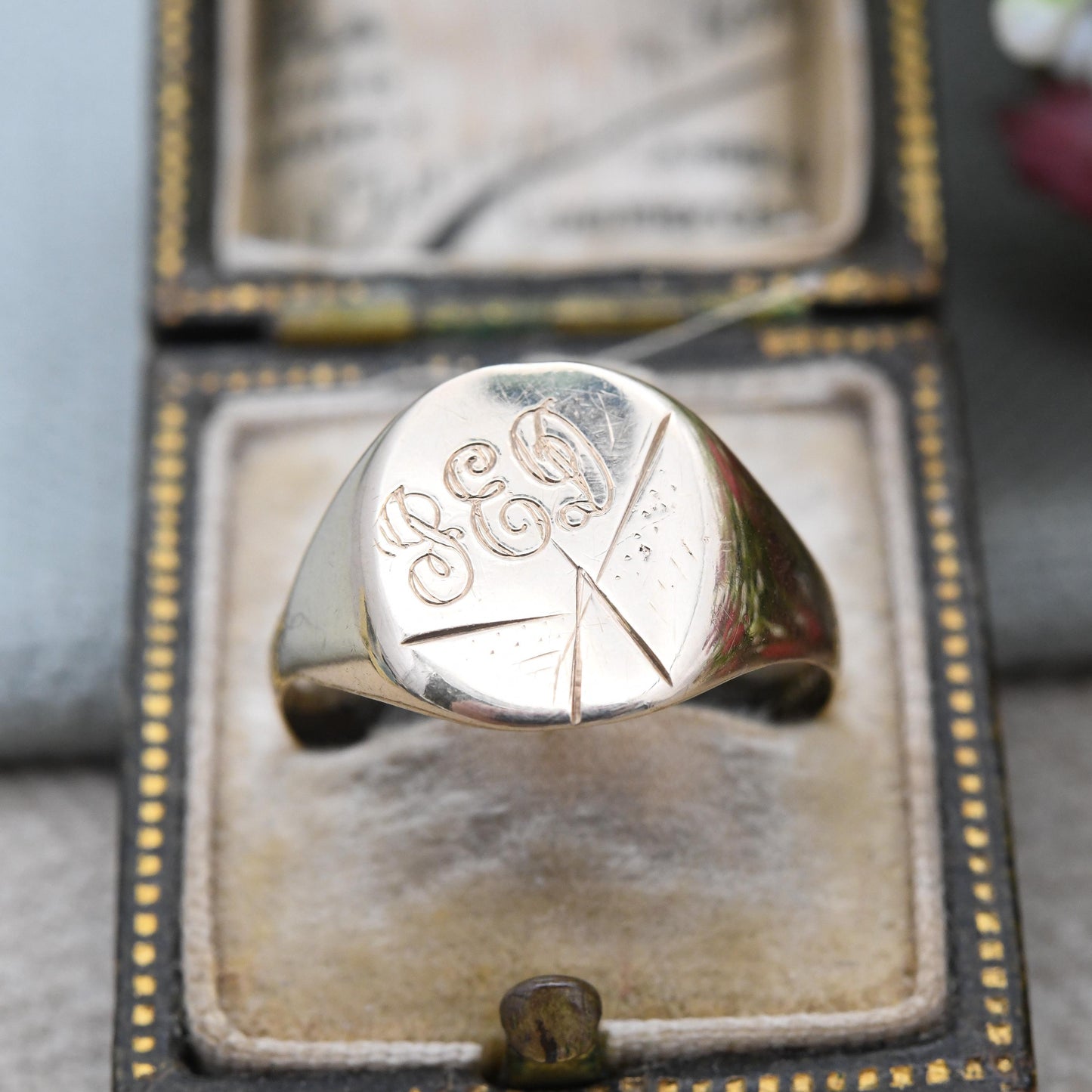 Vintage 9ct Gold Signet Ring 1963 Engraved Initials - Dublin Hallmarks | Large Size Jewellery Gift for Him | UK Size - T | US Size - 9 1/2