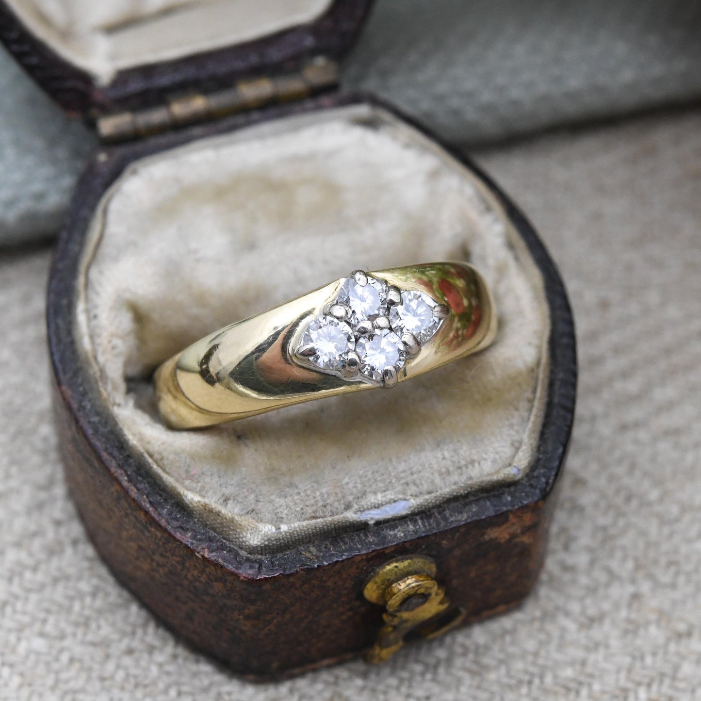 Vintage 18ct Gold Diamond Ring 0.35 Carat 35 Points 1997 - Chunky Solid Yellow Gold Statement Stacker Ring | UK Size - L | US Size - 5 3/4