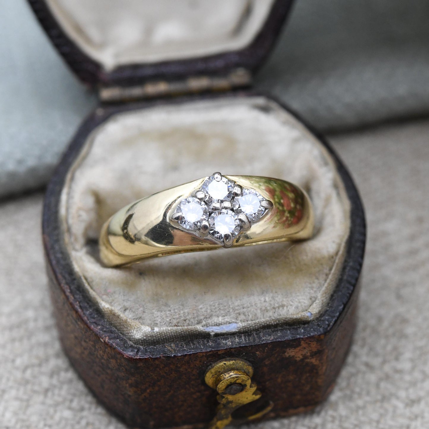 Vintage 18ct Gold Diamond Ring 0.35 Carat 35 Points 1997 - Chunky Solid Yellow Gold Statement Stacker Ring | UK Size - L | US Size - 5 3/4