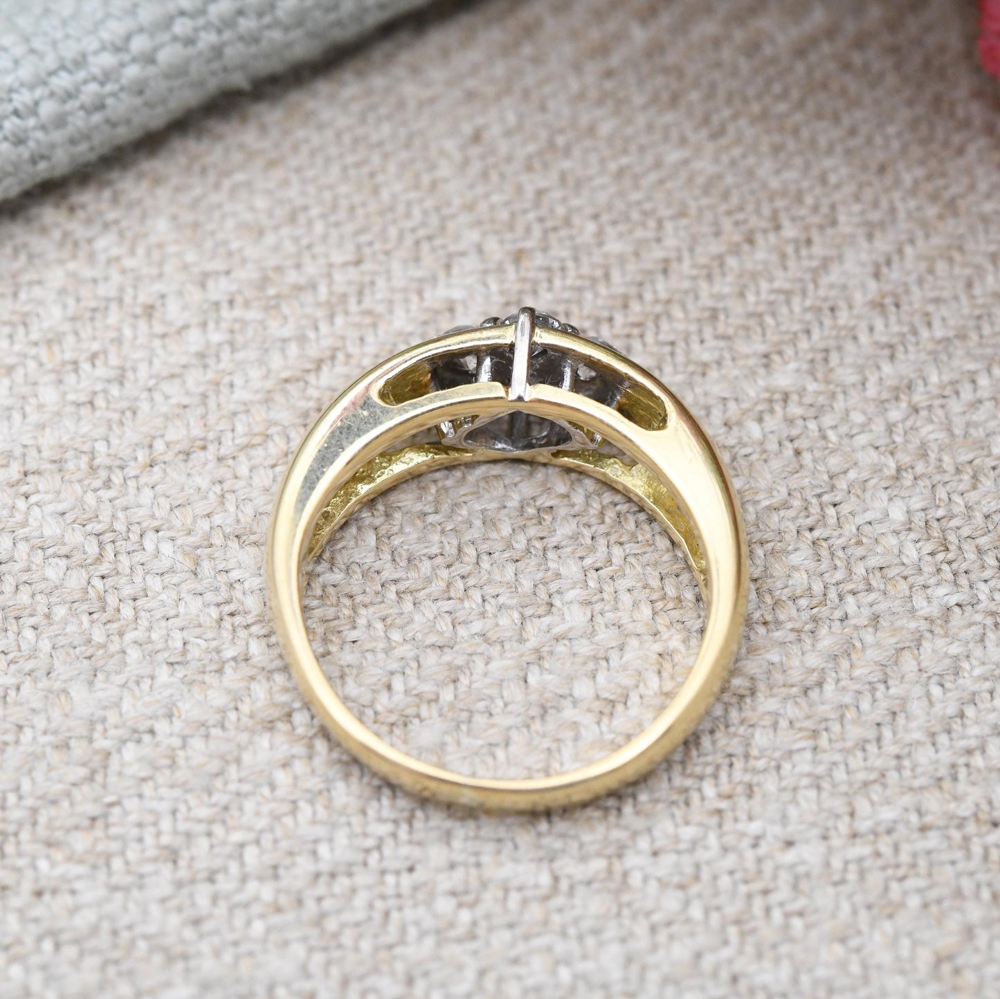 Vintage 18ct Gold Diamond Ring 0.35 Carat 35 Points 1997 - Chunky Solid Yellow Gold Statement Stacker Ring | UK Size - L | US Size - 5 3/4