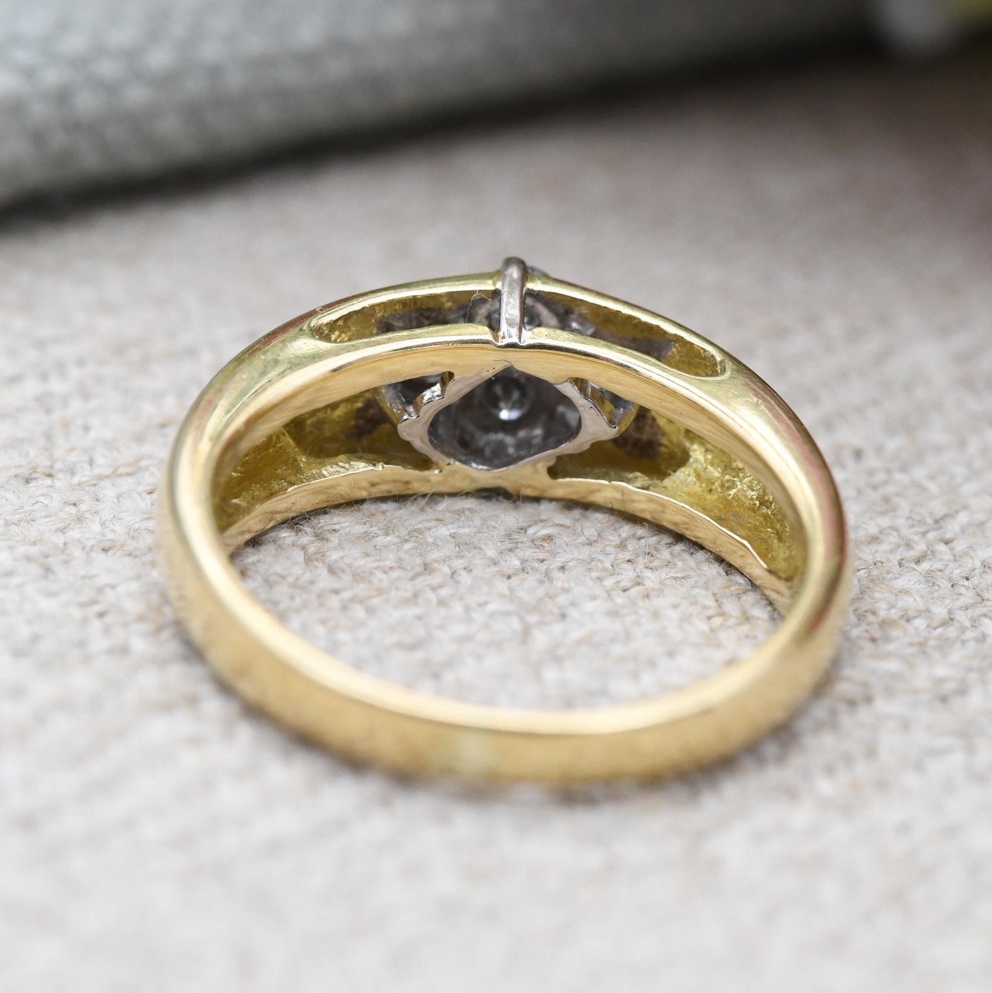 Vintage 18ct Gold Diamond Ring 0.35 Carat 35 Points 1997 - Chunky Solid Yellow Gold Statement Stacker Ring | UK Size - L | US Size - 5 3/4
