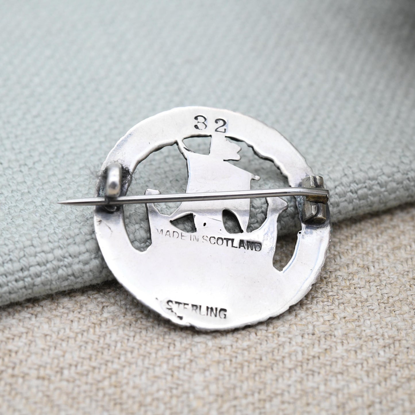 Vintage Scottish Sterling Silver Sailing Ship Brooch c. 1950s - Figural Sailing Ship in Thistle Border | Unisex Celtic Jewellery Gift