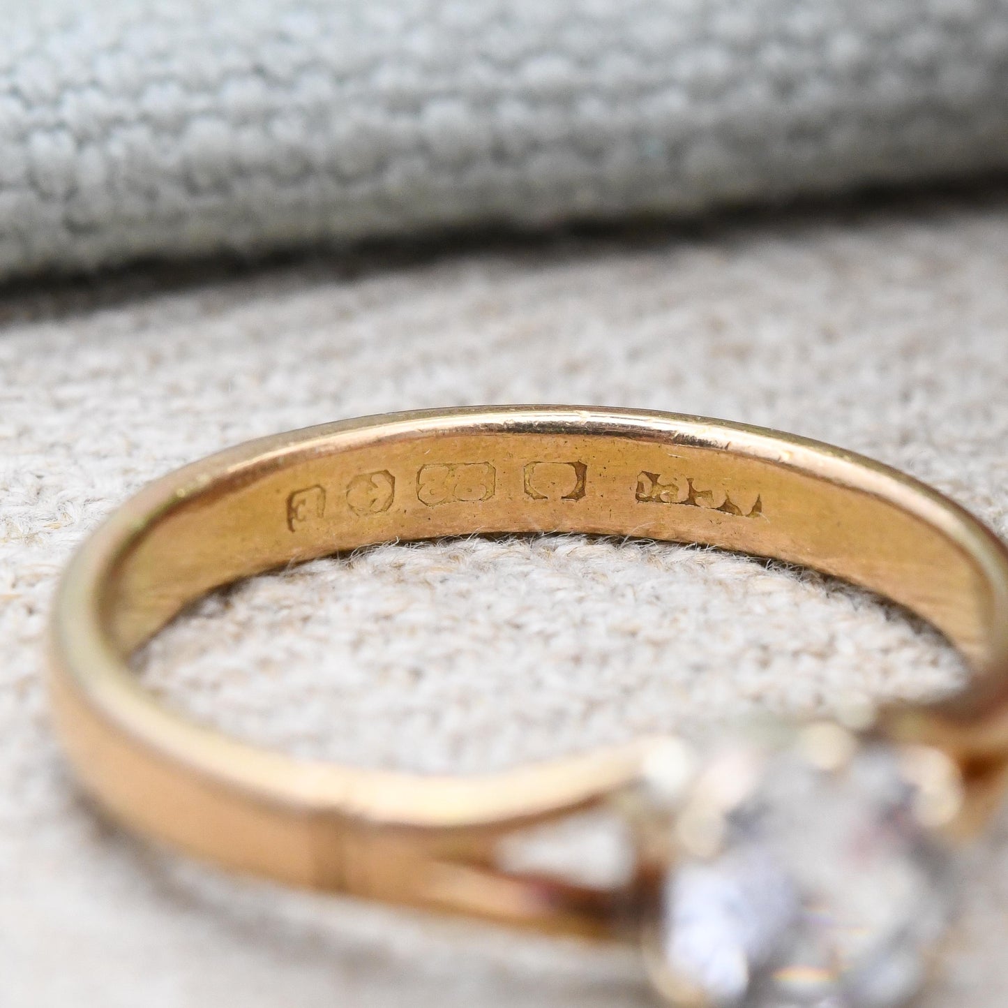 22ct Gold Solitaire Ring True Vintage 1929 Albion Chain Company ACCo - Clear Paste Stone Yellow Gold Engagement | UK Size Q | US Size 8 1/4