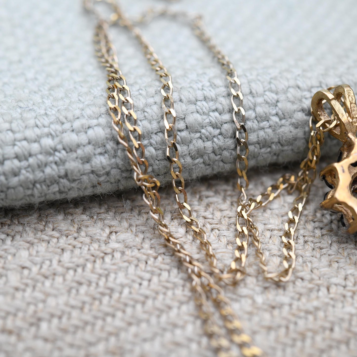 Vintage 9ct Gold Sapphire and Diamond Pendant Necklace Floral Halo 1989 - Mid-Century Miniature Gemstone Charm on a Trace Chain Blue & White