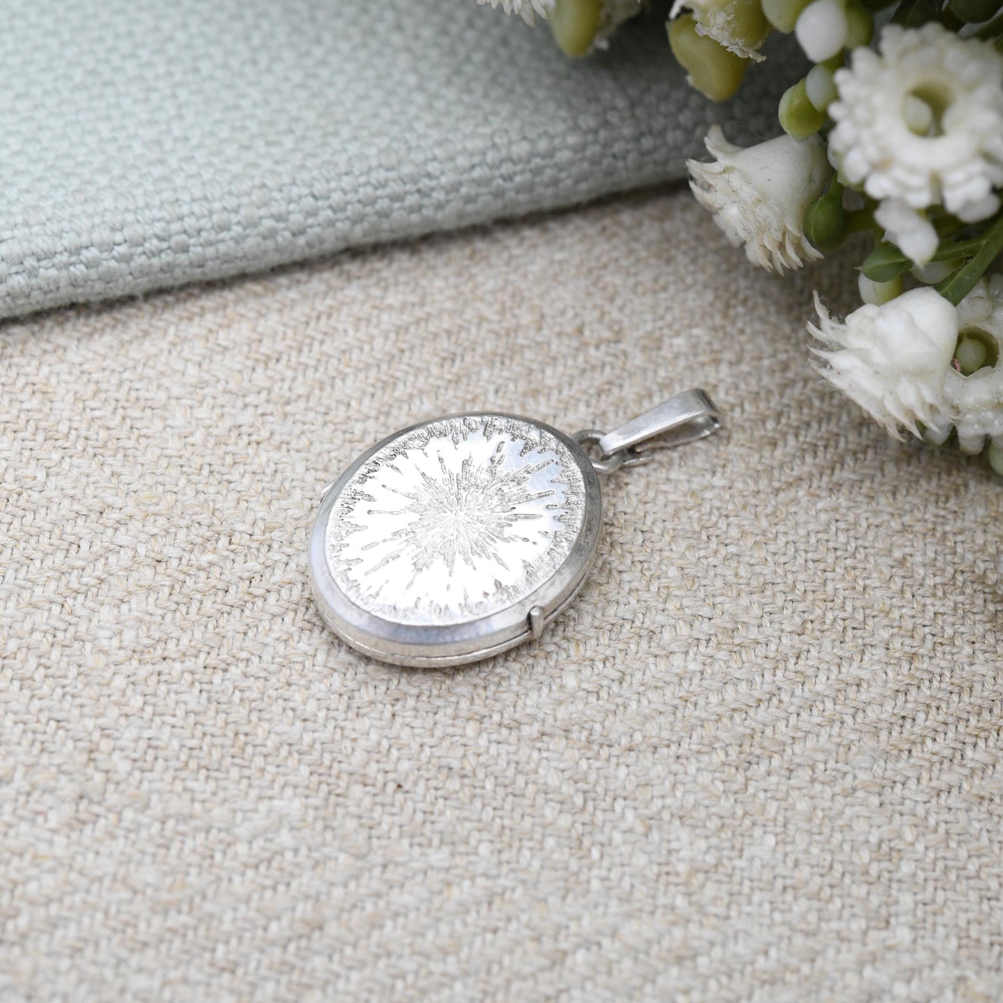Vintage Sterling Silver Locket Pendant by Andreas Daub A*D Mid-Century Textured - Engraved Locket Pretty Gift for Her Charm Necklace Stack