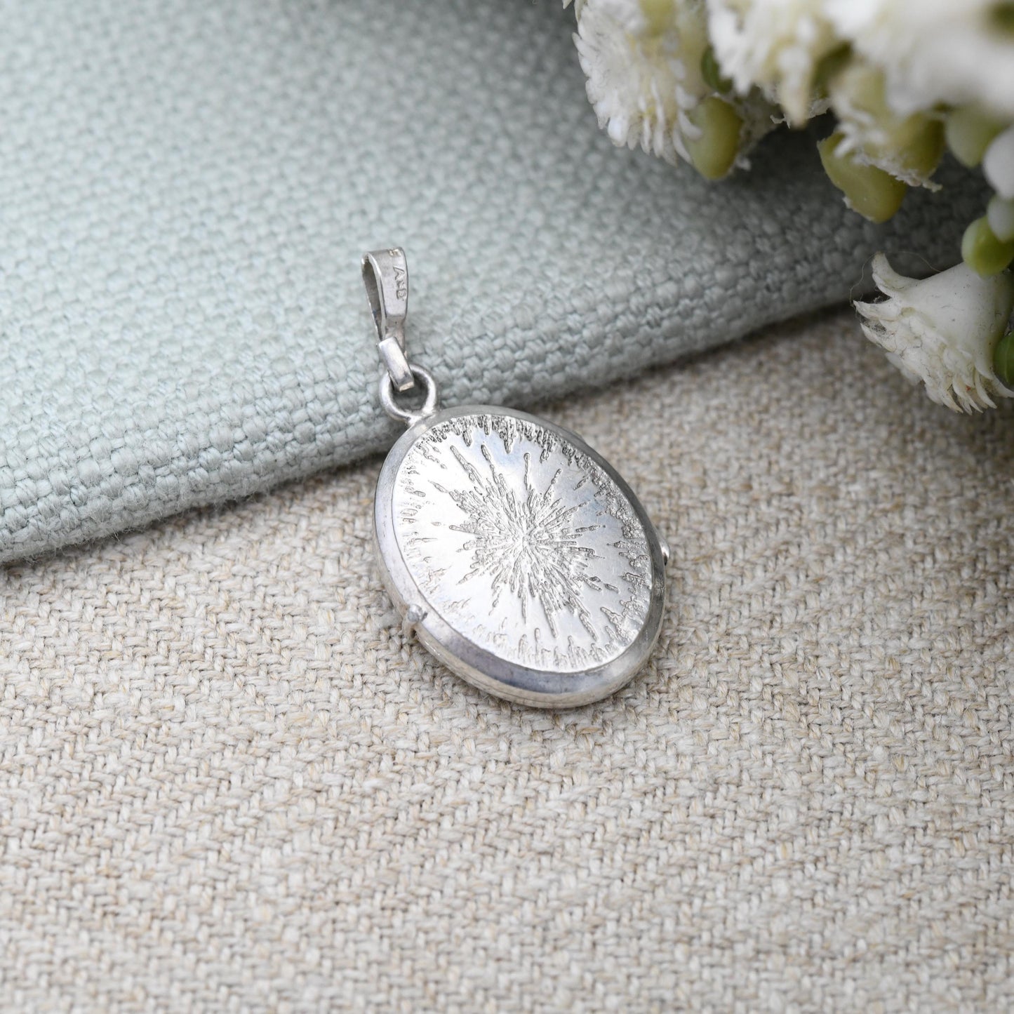 Vintage Sterling Silver Locket Pendant by Andreas Daub A*D Mid-Century Textured - Engraved Locket Pretty Gift for Her Charm Necklace Stack