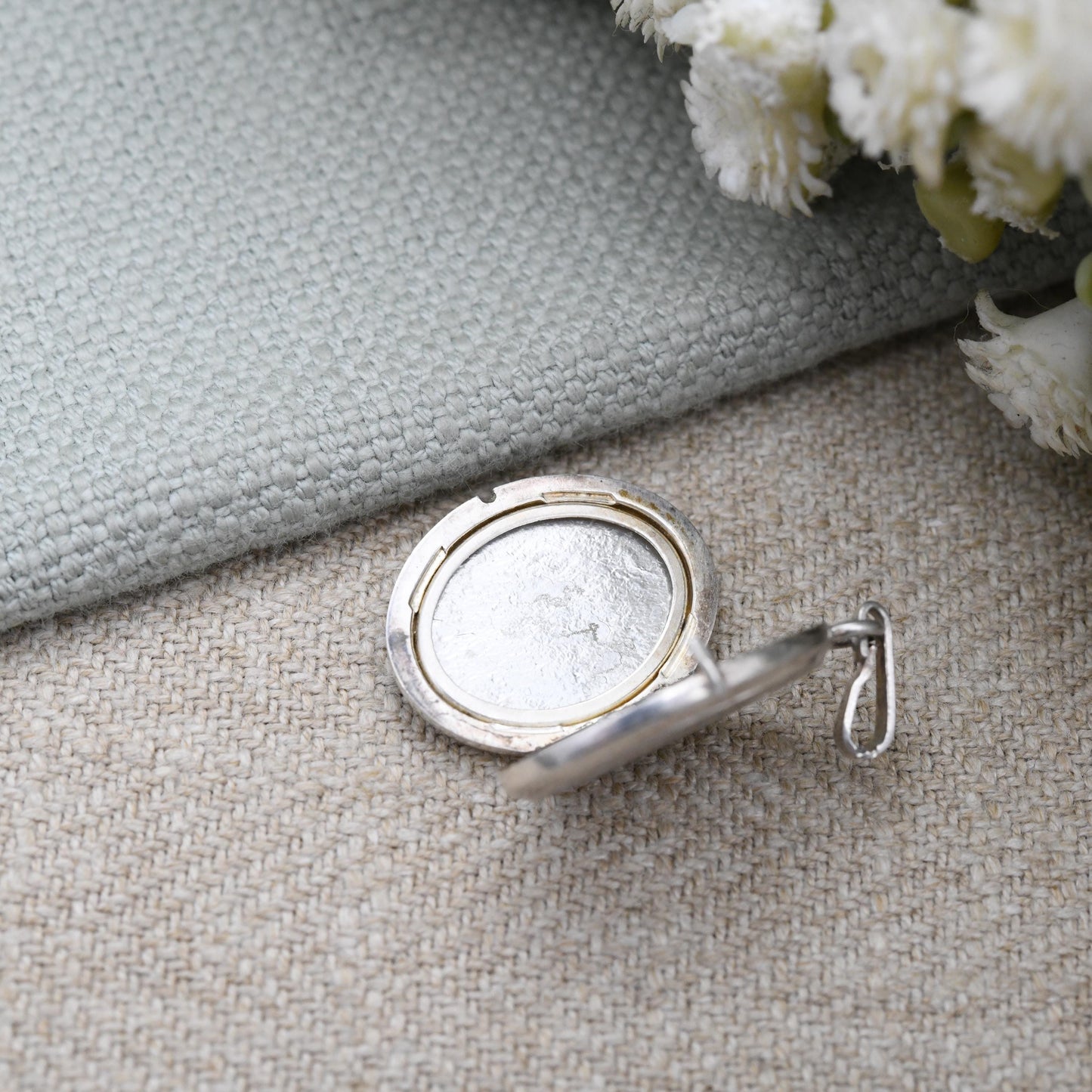 Vintage Sterling Silver Locket Pendant by Andreas Daub A*D Mid-Century Textured - Engraved Locket Pretty Gift for Her Charm Necklace Stack