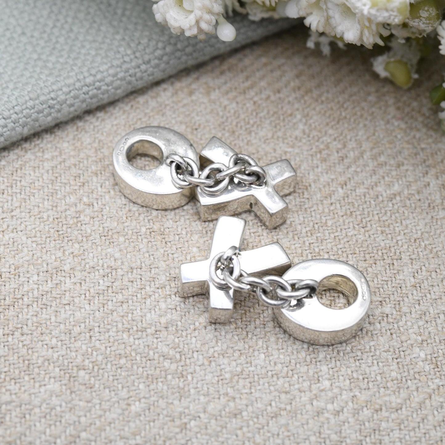 Vintage Links of London Sterling Silver Cufflinks 1996 Noughts and Crosses - Designer Minimalist Solid Silver | Chunky Kisses Design XO