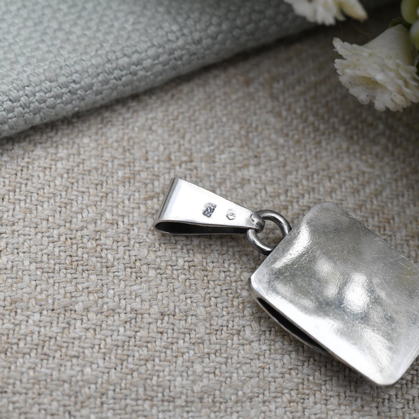 European Sterling Silver Flower Pendant - Sculptural Textured Design | Minimalist Solid Silver | Polish Style Jewellery