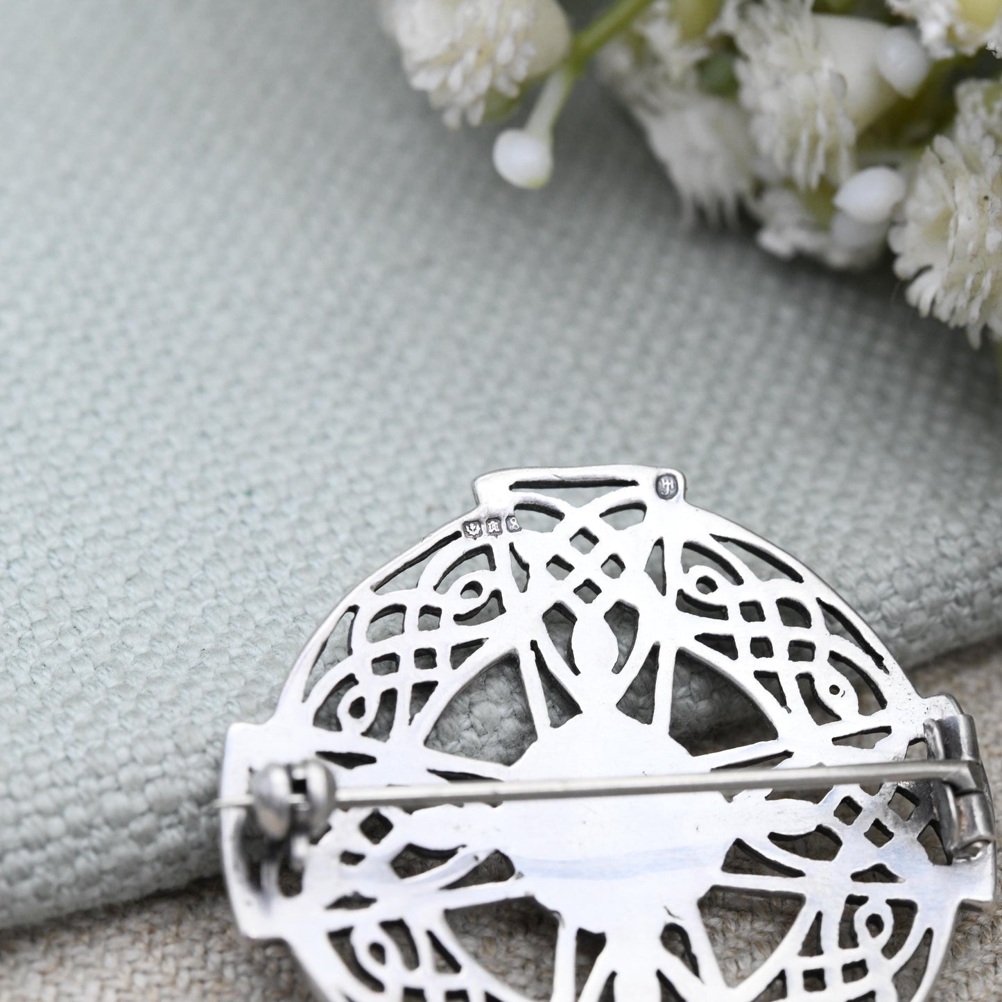 Vintage Scottish Sterling Silver Iona Brooch 1973 by John - Edinburgh Hallmarks | Solid Silver Celtic Brooch Knotted Circle Shield