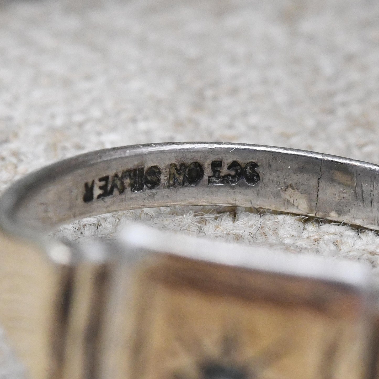 Vintage 9ct Gold Plated Sterling Silver Signet Ring with Star Set Stone - Engraved Design Unisex Pinkie | UK Size - N 1/2 | US Size - 6 3/4