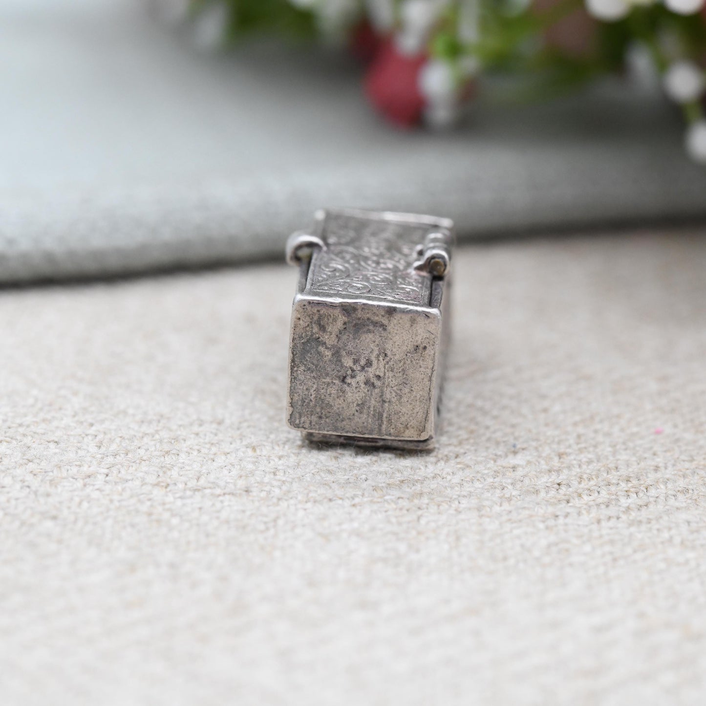 Vintage Sterling Silver Telephone Booth Charm Pendant c. 1970s - Detailed Opening Door Articulated Charm | Old British Public Pay Phone Box