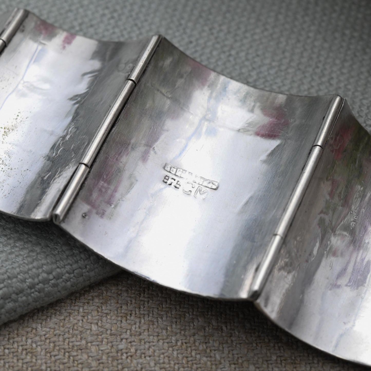Vintage Peruvian Sterling Silver Bracelet Engraved Relief Panels - Souvenir Scenes Llama Alpaca Working People Detailed | Slide Box Clasp