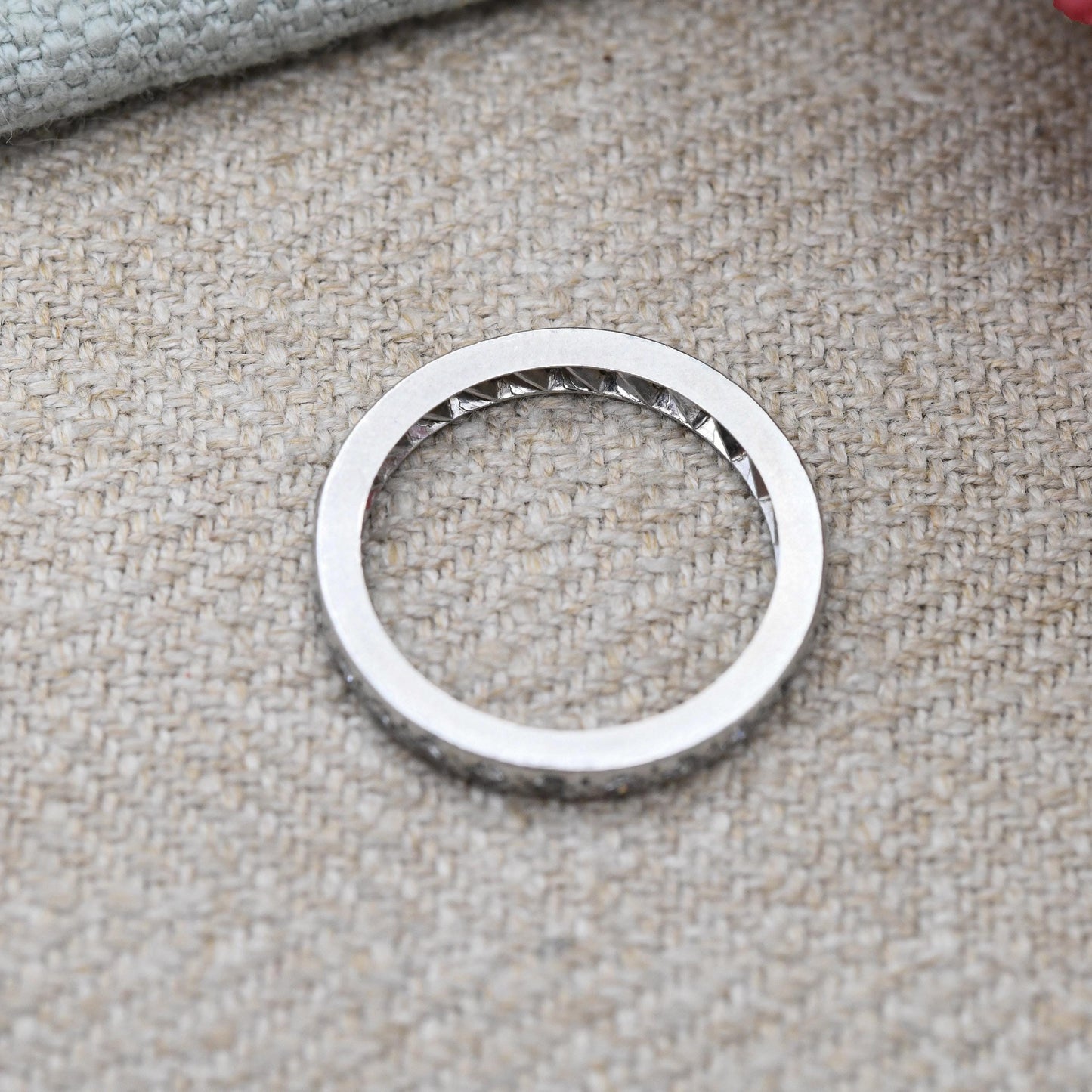 Art Deco Platinum and Diamond Eternity Ring - Antique Wedding Band UK Size - K 1/2 | US Size - 5 3/4