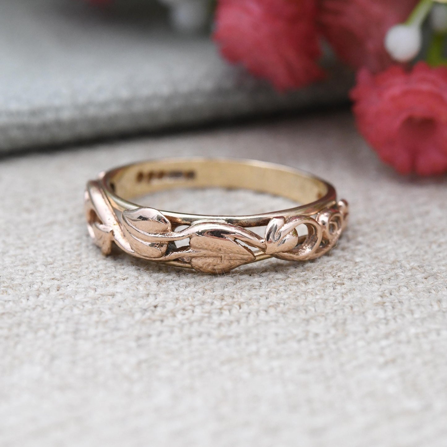 Vintage Clogau 9ct Gold Ring 1997 Tree of Life Welsh Gold - Plant Theme Leaf Band Ring Everyday Vine Leaves | UK Size - L | US Size - 5 3/4
