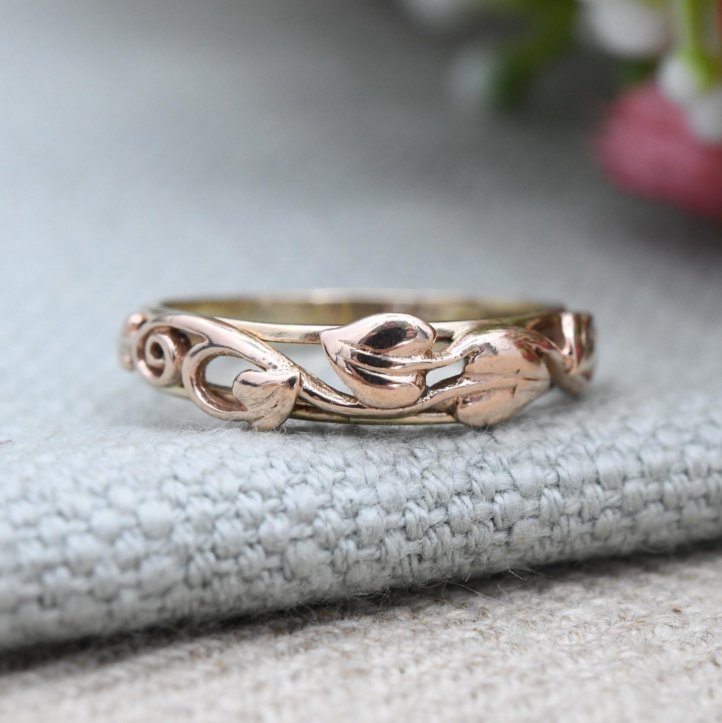 Vintage Clogau 9ct Gold Ring 1997 Tree of Life Welsh Gold - Plant Theme Leaf Band Ring Everyday Vine Leaves | UK Size - L | US Size - 5 3/4