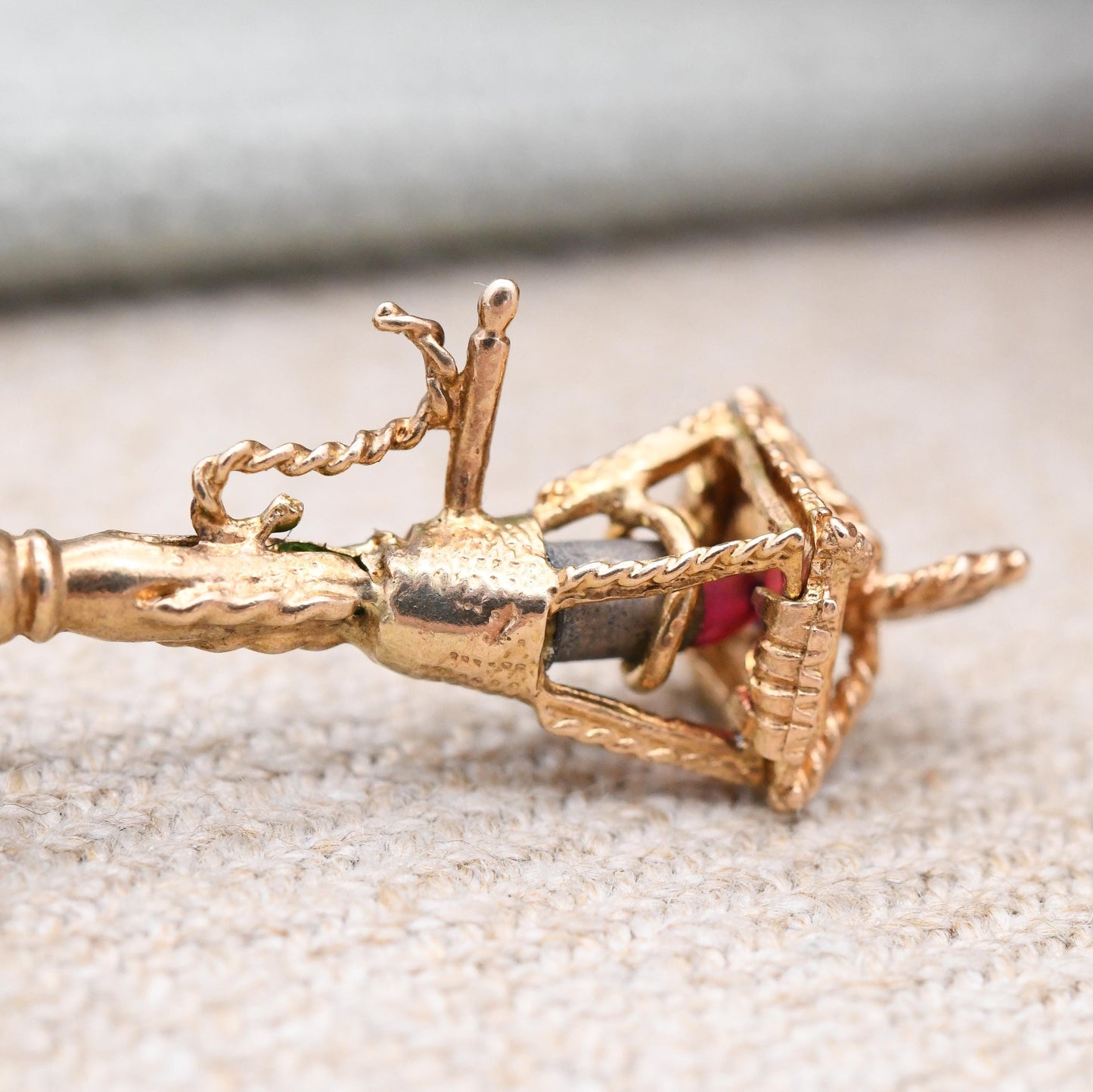 Vintage 9ct Gold Mechanical Street Lamp Charm Pendant 1964 Zem - with Battery Light | Quality Solid Gold Charm for Bracelet Necklace Stack