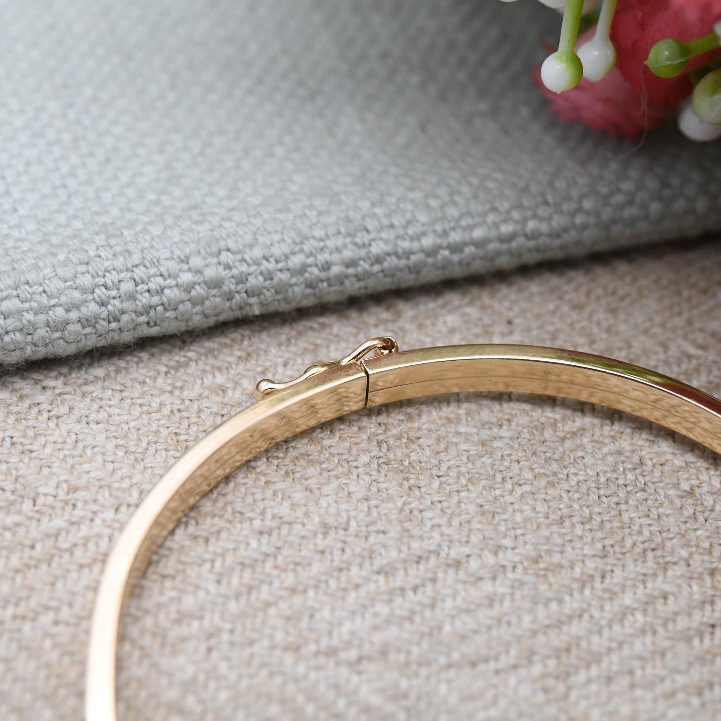 Vintage 9ct Gold CZ Bangle Bracelet KMS 9K - Minimal Clear Five Stone Design | Two Tone Yellow Gold White Gold | Solid Gold Jewellery Gift