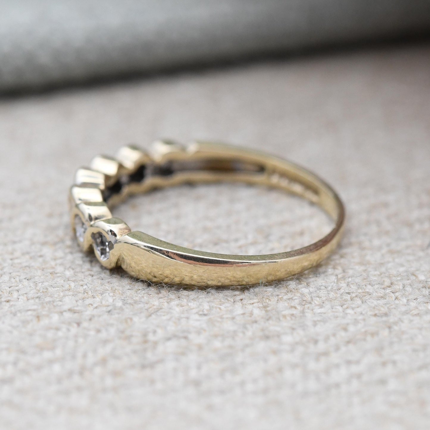 Vintage 9ct Gold Diamond Half Eternity Ring 1993 - Pretty Engagement Wedding Stacking Ring Jewellery Gift | UK Size - K | US Size - 5 1/4