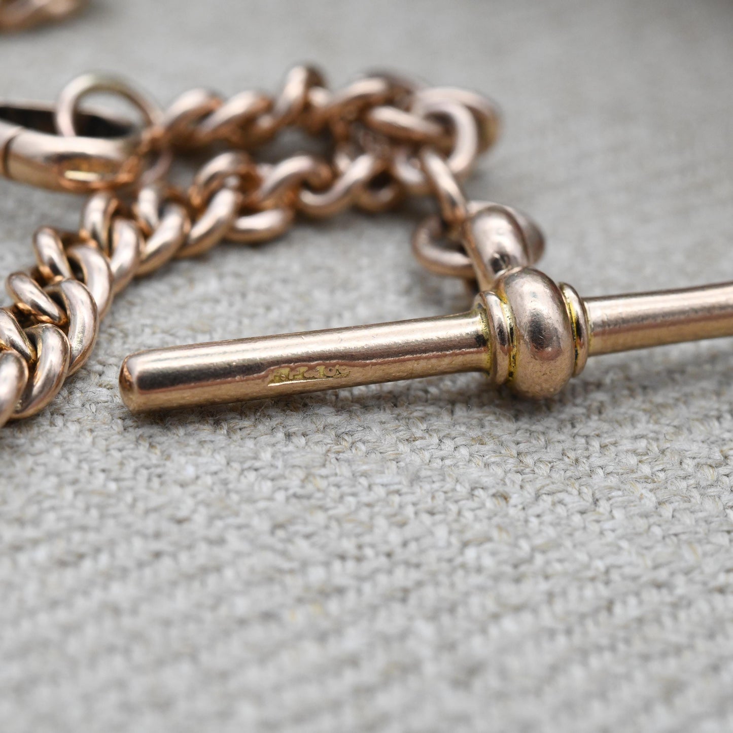 Antique 9ct Gold Bracelet Curb Link Chain with T-Bar Dog Clip - Watch Chain Conversion Graduated Links | Hallmark Stamp to Links | 17cm 19cm