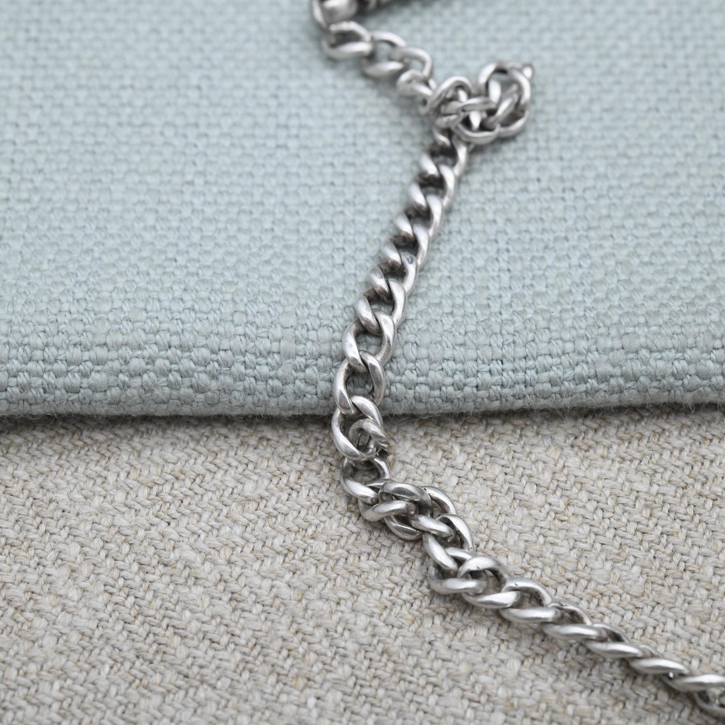 Antique Sterling Silver Double Albert Watch Chain Necklace 1919 T-Bar Pendant Dog Clips - Hallmarks Lion Stamped to Every Link | 41.5cm 16"