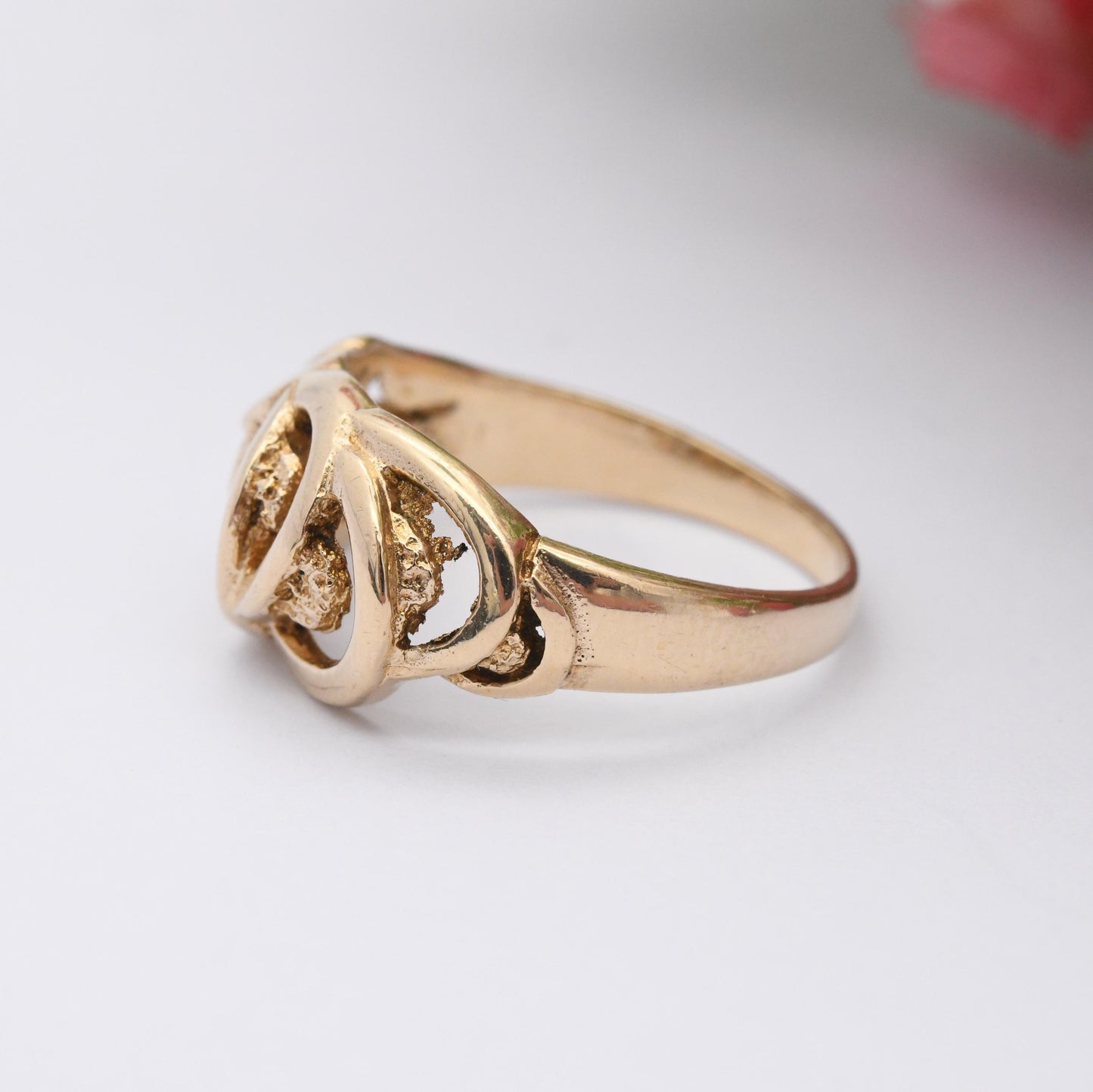 Vintage 9ct Gold Ring with Open Waves Design 1985 - Openwork Stylised Ring | Modernist Figural Shapes | UK Size - M 1/2 | US Size - 6 1/2