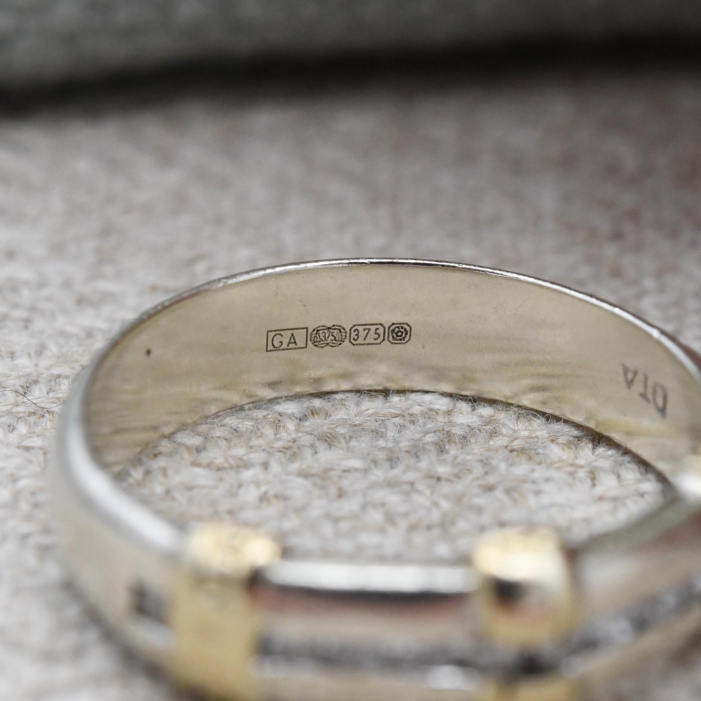 Vintage 9ct Gold Diamond Channel Band Ring White Gold and Yellow Gold - Flush Half Eternity Stacking Ring | UK Size - K 1/2 US Size - 5 1/2