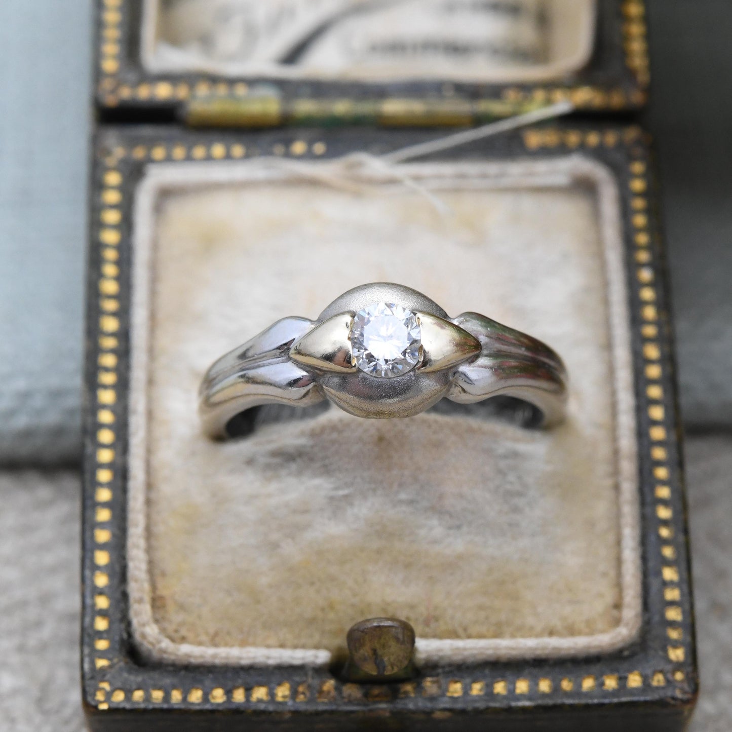 Vintage 18ct Gold Diamond Solitaire Ring 1998 0.22 Carats - White Gold and Yellow Gold Single Stone Engagement | UK Size - L US Size - 5 3/4