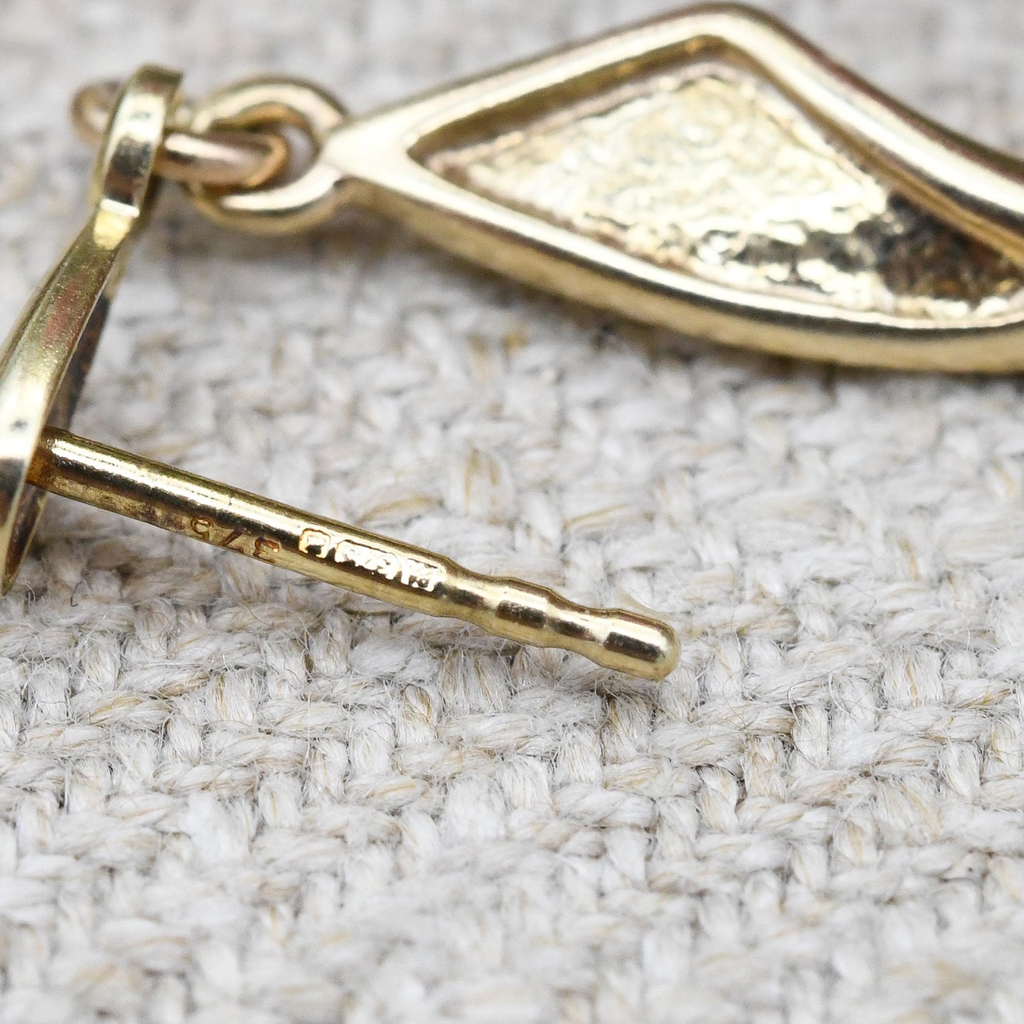 Vintage 9ct Gold Twisted Drop Earrings - Pretty Solid Gold Stud Dangle Earrings with Butterfly Backs | Minimalist Design Jewellery
