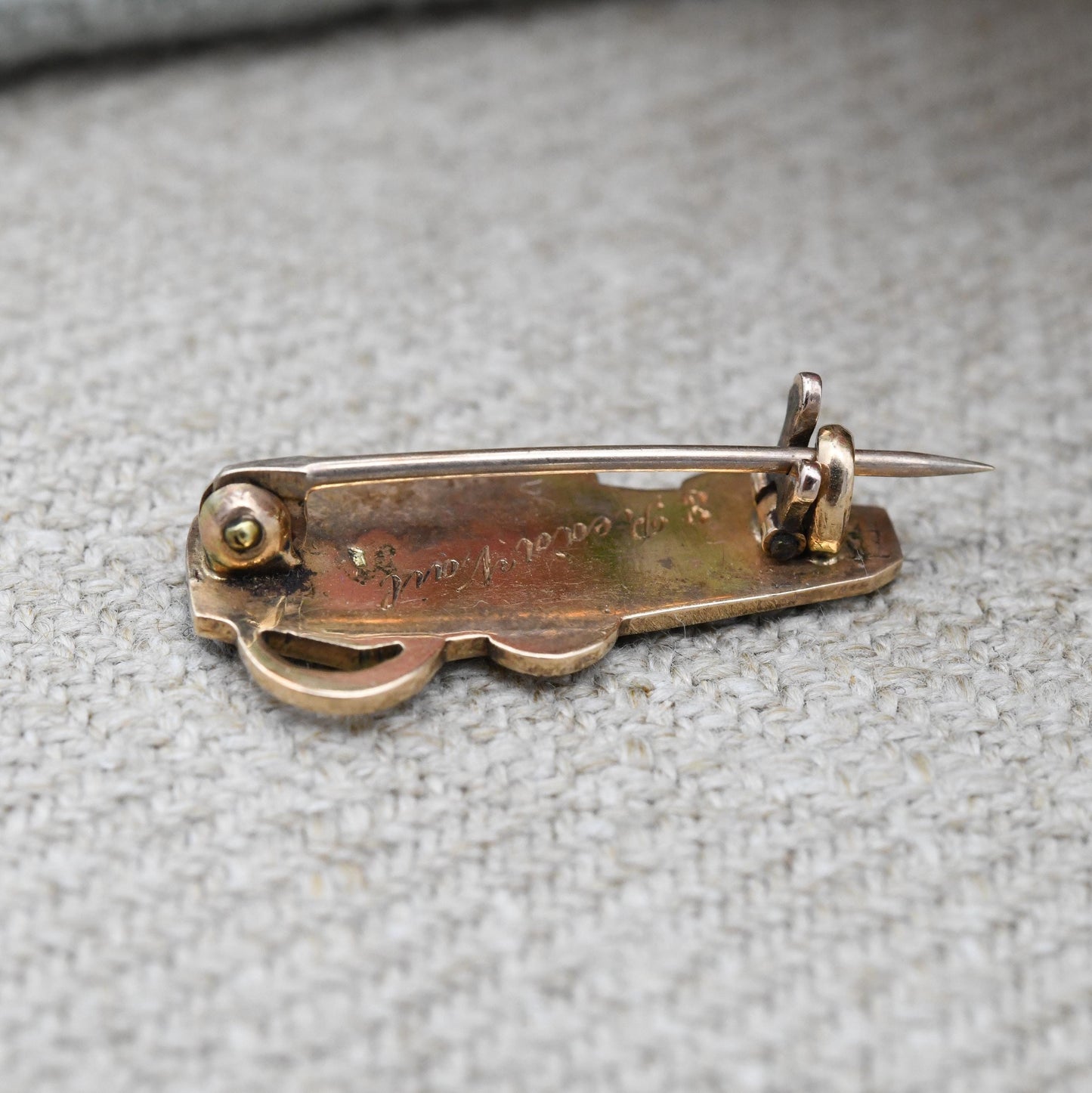 Antique Memento Mori 15ct Gold Brooch Coffin and Snake Symbols Black Enamel KMT - Georgian Mourning Jewellery French Engraving | Lock Clasp