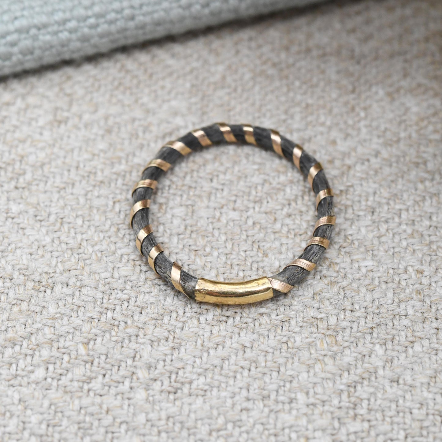 Antique Victorian Elephant Hair Ring 18ct Rose Gold Spiral Band - Gold Wrapped Elephant Tail Jewellery | UK Size - L | US Size - 5 3/4