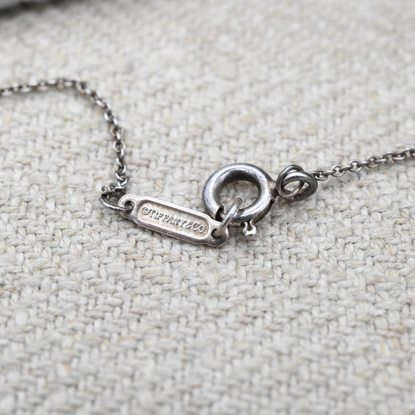 Tiffany & Co Elsa Peretti Open Heart Pendant Necklace Sterling Silver - Medium Size 16mm | Genuine Signed Designer Jewellery Trace Chain 16"