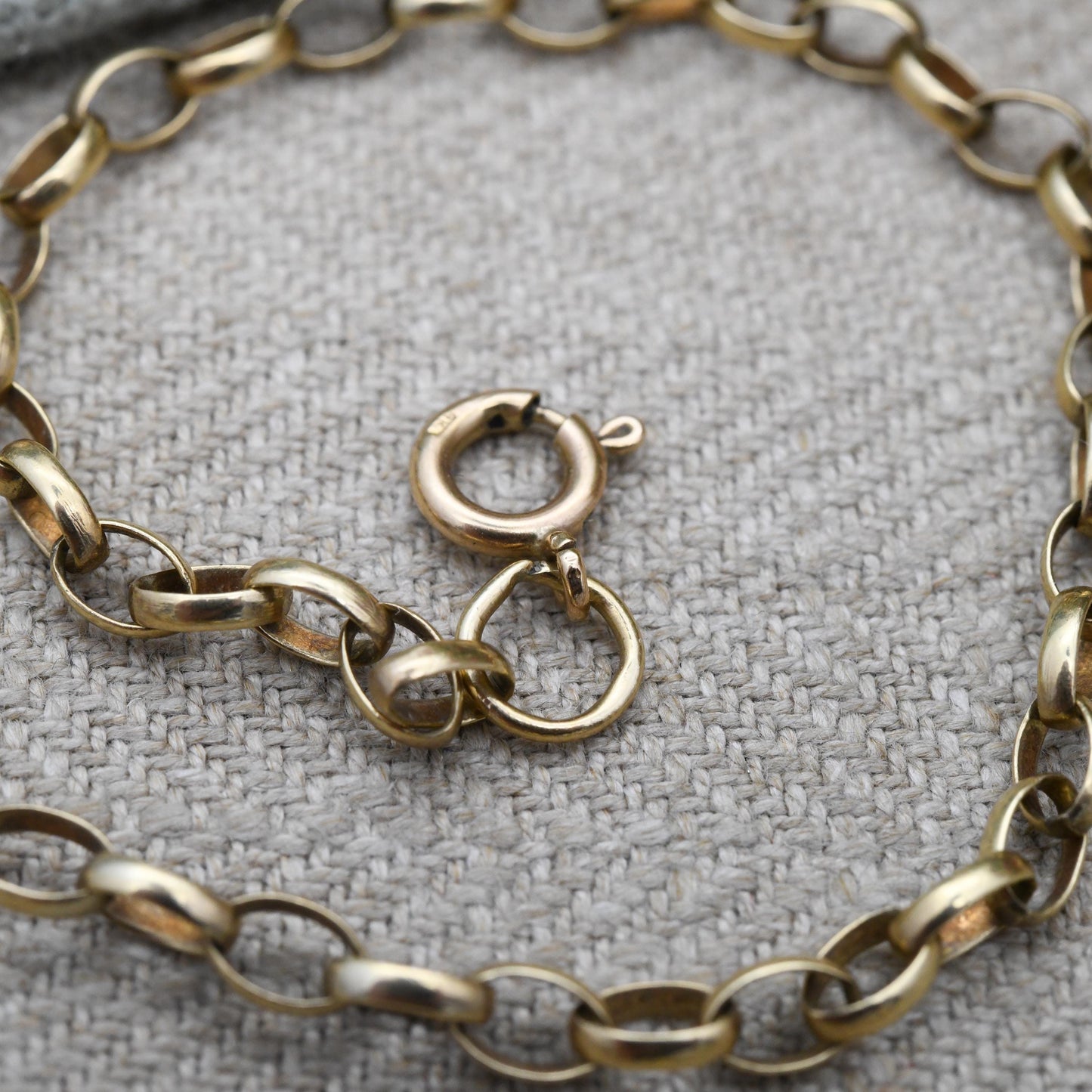 Vintage 9ct Gold Cable Link Chain Necklace - Belcher Chain | Elongated Oval Rolo Links Unisex Yellow Gold Everyday Jewellery | 53cm | 21"