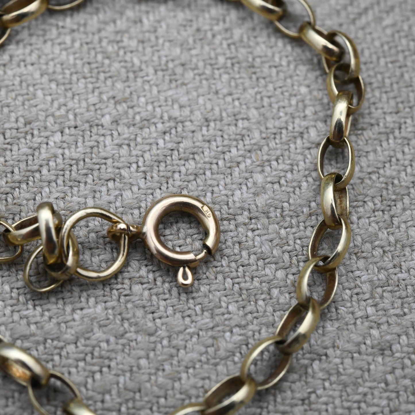 Vintage 9ct Gold Cable Link Chain Necklace - Belcher Chain | Elongated Oval Rolo Links Unisex Yellow Gold Everyday Jewellery | 53cm | 21"